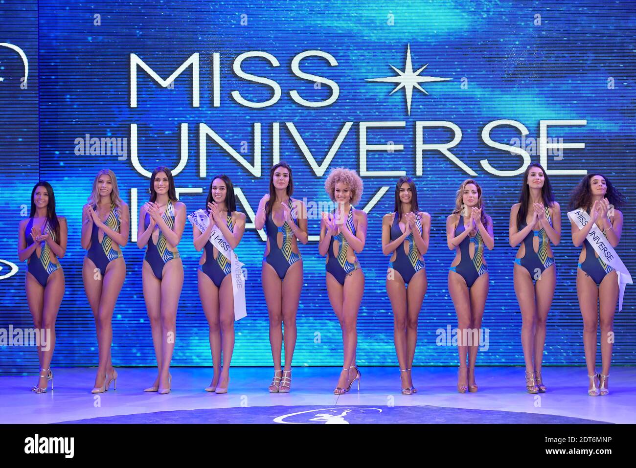 Teilnehmer des Miss Universe Italy 2020 Finals Contest in den Gold Studios die Gewinnerin Italiens Viviana Vizzini wird am 14. Februar 2021 in Las Vegas mit anderen Miss Universe Kandidaten aus der ganzen Welt im Finale antreten. Stockfoto