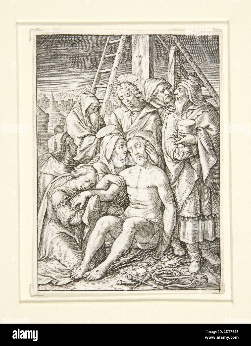 Künstler: Hieronymus Wierix, Flämisch, 1553–1619, die Klage, aus der Serie die Passion Christi, vor 1619, Gravur, Bild: 7.2 × 5.2 cm (2 13/16 × 2 1/16 in.), Made in Flandern, Flämisch, 16. Jahrhundert, Arbeiten auf Papier - Drucke Stockfoto