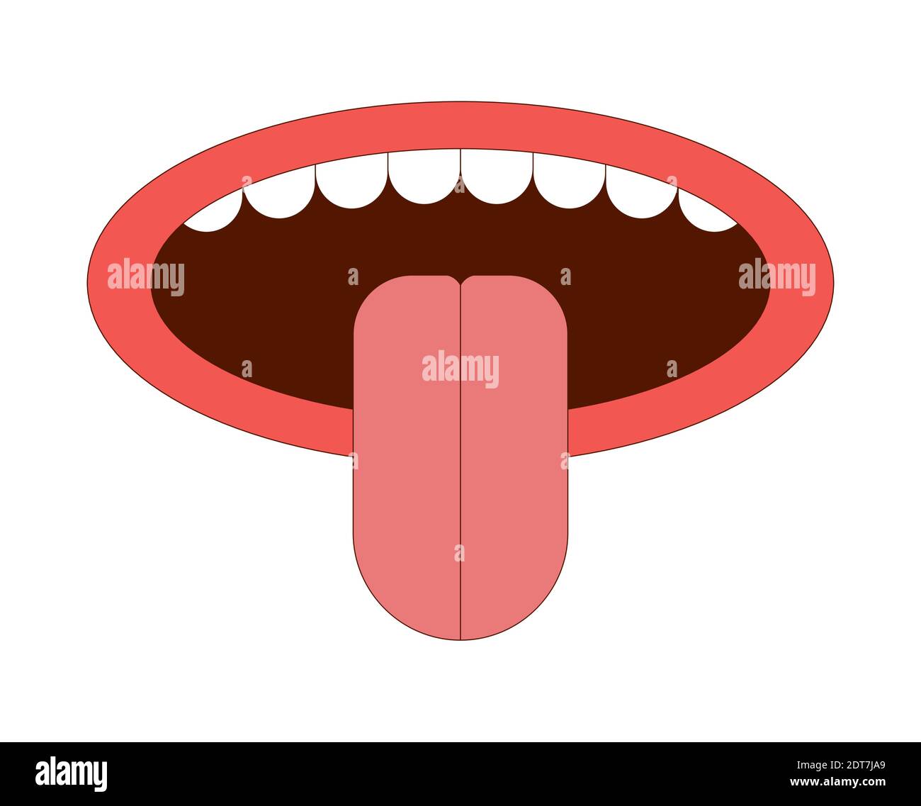 Mund mit hervorstehenden Zunge Vektor-Illustration in flachen Cartoon-Stil Isoliert Stock Vektor