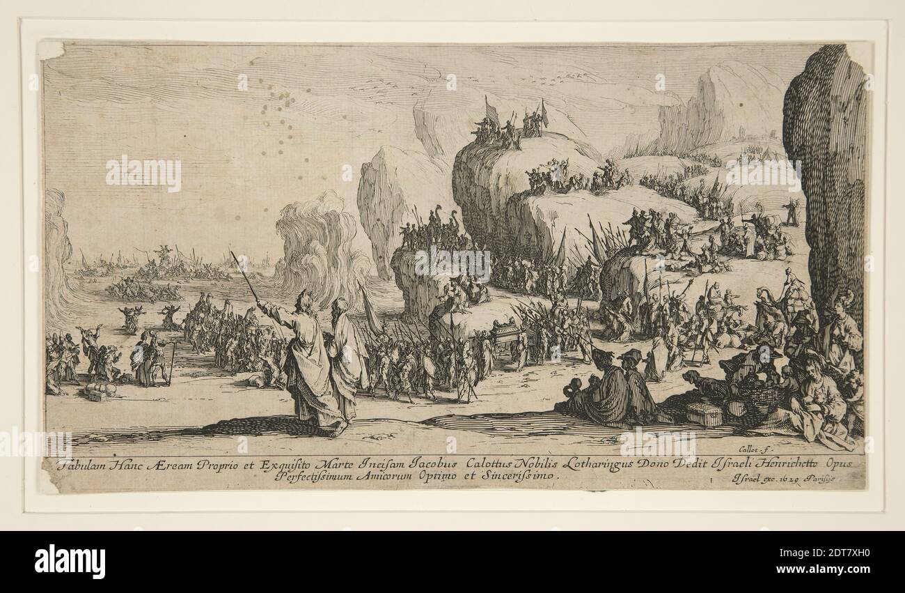 Künstler: Jacques Callot, französisch, 1592–1635, Le Passage de la Mer Rouge (Crossing the Red Sea), Radierung, Blatt: 12.6 × 23.3 cm (4 15/16 × 9 3/16 in.), Transfer von der Yale School of Art, made in France, französisch, 17. Jahrhundert, Arbeiten auf Papier - Drucke Stockfoto