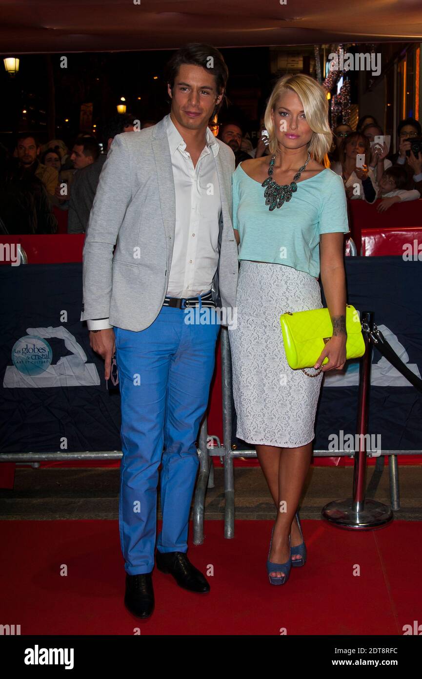 Caroline Receveur und Freund Valentin nahmen an der Globes de Cristal Zeremonie 2014 Teil, die am 10. März 2014 im Le Lido in Paris, Frankreich, stattfand. Foto von Nicolas Genin/ABACAPRESS.COM Stockfoto