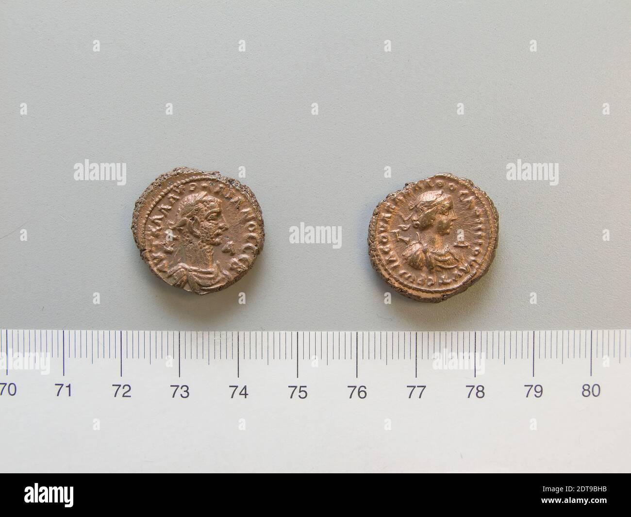 Herrscher: Aurelian, Kaiser von Rom, 214–275 n. Chr., regierte 270–75, Herrscher: Vaballathus, König von Palmyra und Usurpator in Syrien 270 n. Chr., Münzstätte: Alexandria, Tetradrachm von Aurelian, Kaiser von Rom und Vaballathus, König von Palmyra und Usurper in Syrien von Alexandria, A.D. 270, Billon, 12.53 g, 12:00, 22 mm, hergestellt in Alexandria, Ägypten, Griechisch, 3. Jahrhundert A.D., Numismatik, Numismatik Stockfoto