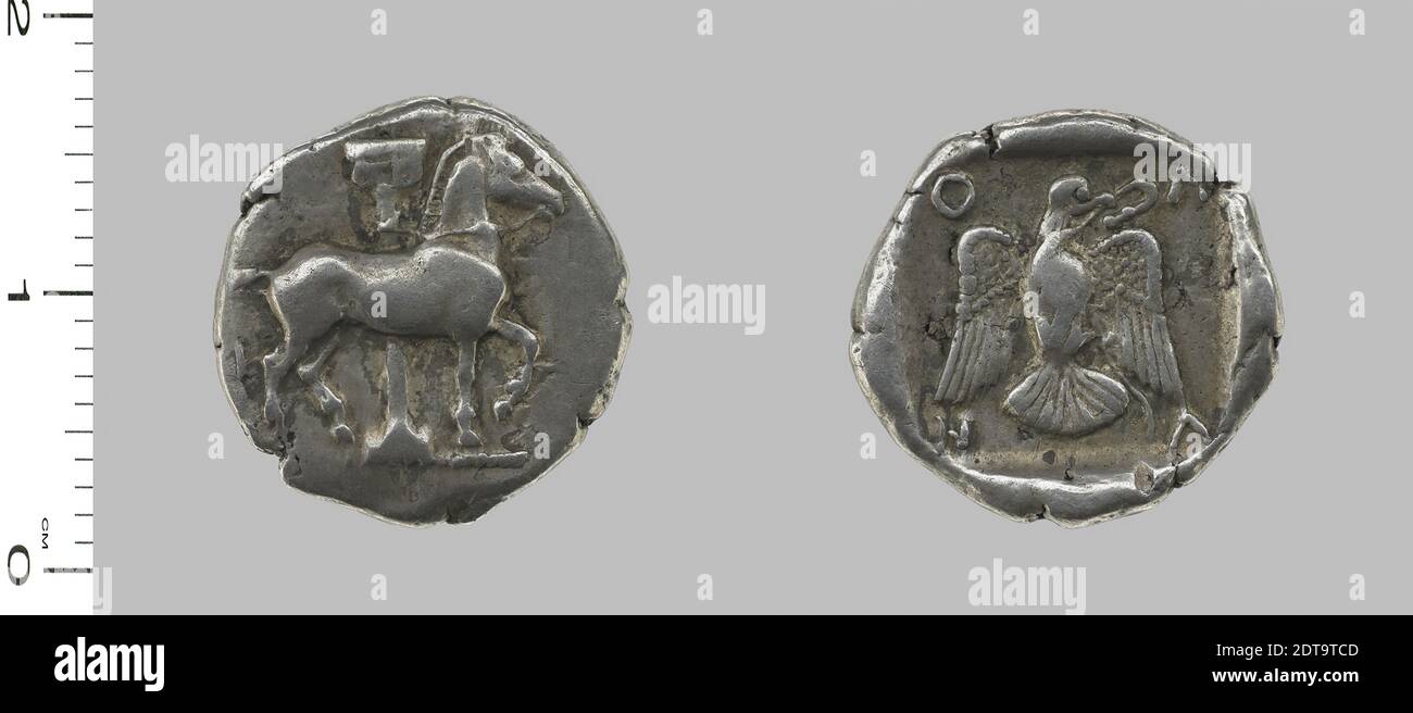 Münzstätte: Olynthus, Tetrobol aus Olynthus, 433–348 v. Chr., Silber, 2.37 g, 3:00, 15 mm, hergestellt in Olynthus, Mazedonien, Griechisch, 5.–4. Jahrhundert v. Chr., Numismatik Stockfoto