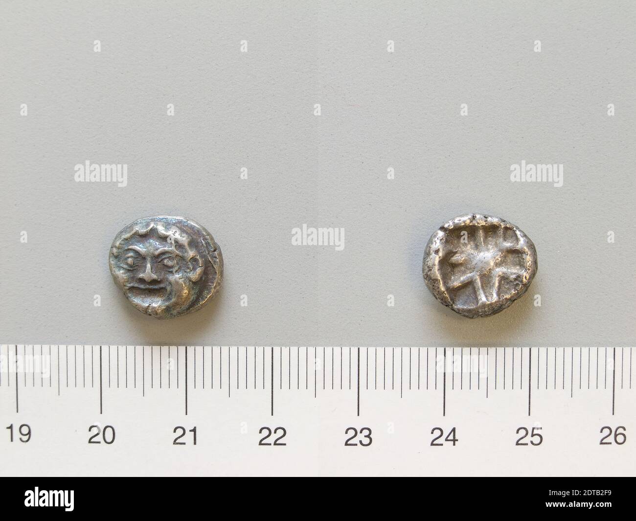 Münzstätte: Parium, 1 Drachme aus Parium, 500–400 v. Chr., Silber, 3.43 g, 13.4 mm, hergestellt in Parium, Mysia, Griechisch, 5. Jahrhundert v. Chr., Numismatik Stockfoto