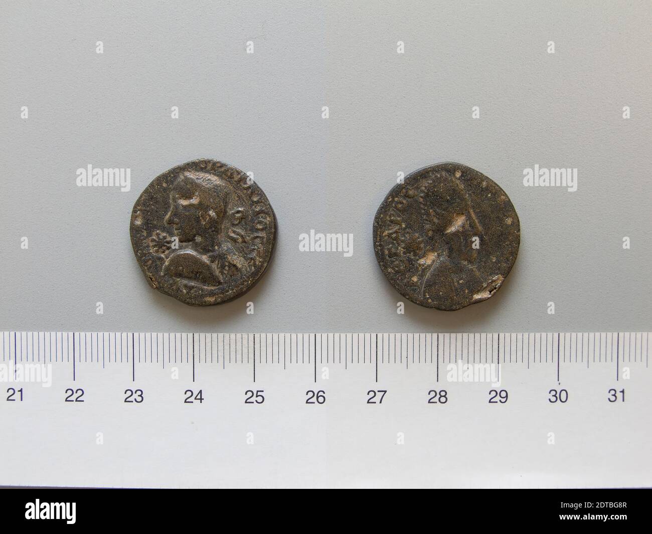 Herrscher: Gordian III., Kaiser von Rom, 225–244, regiert 238–44, Herrscher: Abgar X, König von Edessa, regiert 242–44 n. Chr., Münzstätte: Edessa, Mesopotamien, Münze von Gordian III., Kaiser von Rom; Abgar X, König von Edessa von Edessa, 238–44, Kupfer, 10.13 g, 12:00, 24.2 mm, Made in Edessa, Mesopotamia, Numismatik, 3. Jahrhundert Stockfoto