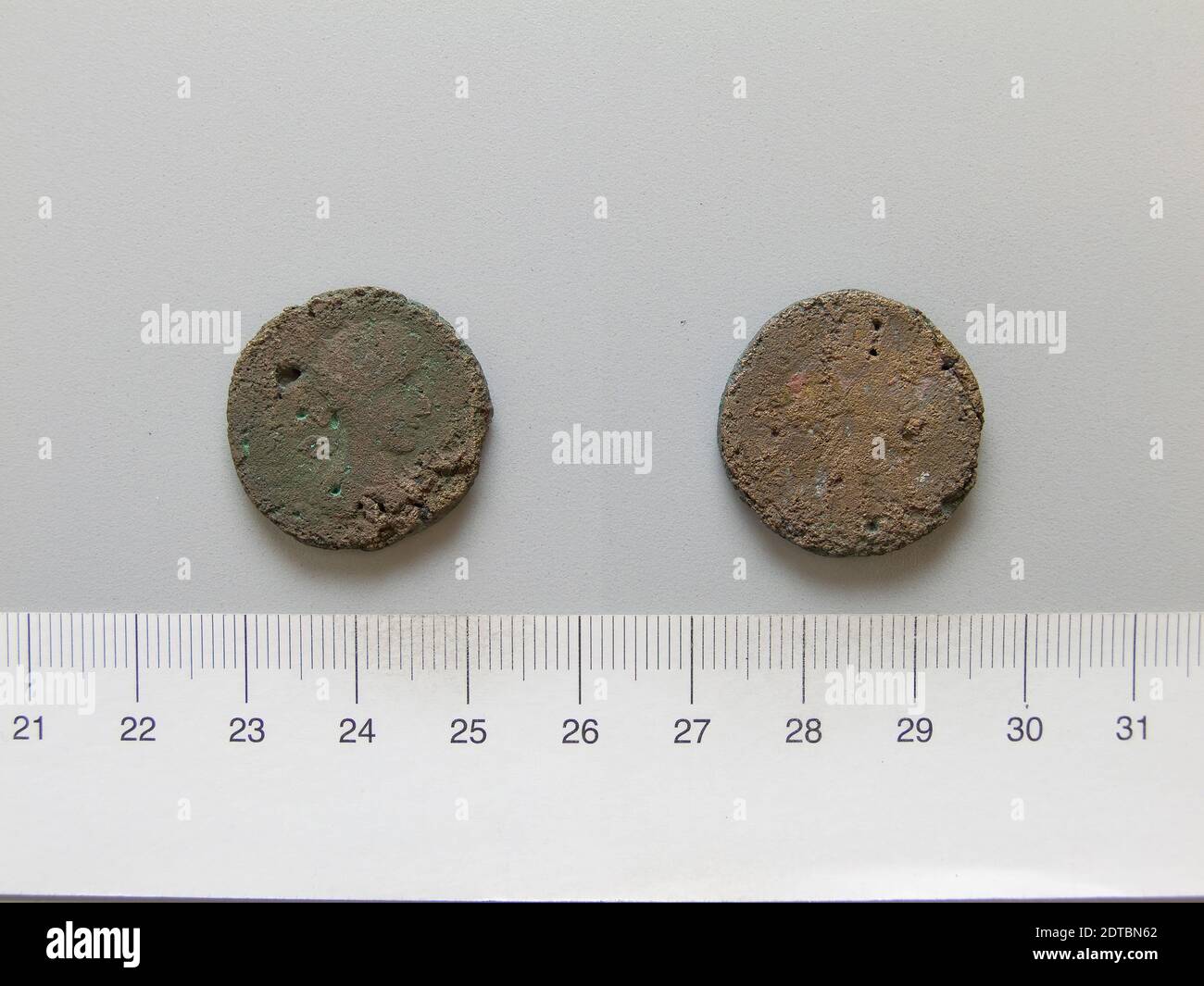 Herrscher: Gordian III., Kaiser von Rom, 225–244, regiert 238–44, Herrscher: Abgar X, König von Edessa, regiert 242–44 n. Chr., Münzstätte: Edessa, Mesopotamien, Münze von Gordian III., Kaiser von Rom; Abgar X, König von Edessa von Edessa, 238–44, Billon, 8.12 g, 6:00, 23.6 mm, ausgegraben in Dura-Europos, römische Numismatik, Edipotamia, 3. Jahrhundert Stockfoto