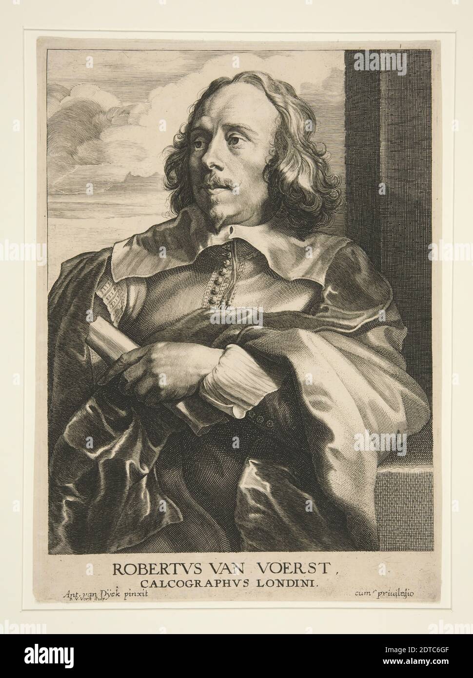 Kupferstecher: Robert van Voerst, Flämisch, 1597-1635/36, nach: Anthony van Dyck, Flämisch, 1599–1641, Porträt von Robert van Voerst, ca. 1634, Gravur, Blatt: 23.9 × 17.4 cm (9 7/16 × 6 7/8 in.), Made in Flandern, Flämisch, 17. Jahrhundert, Arbeiten auf Papier - Drucke Stockfoto