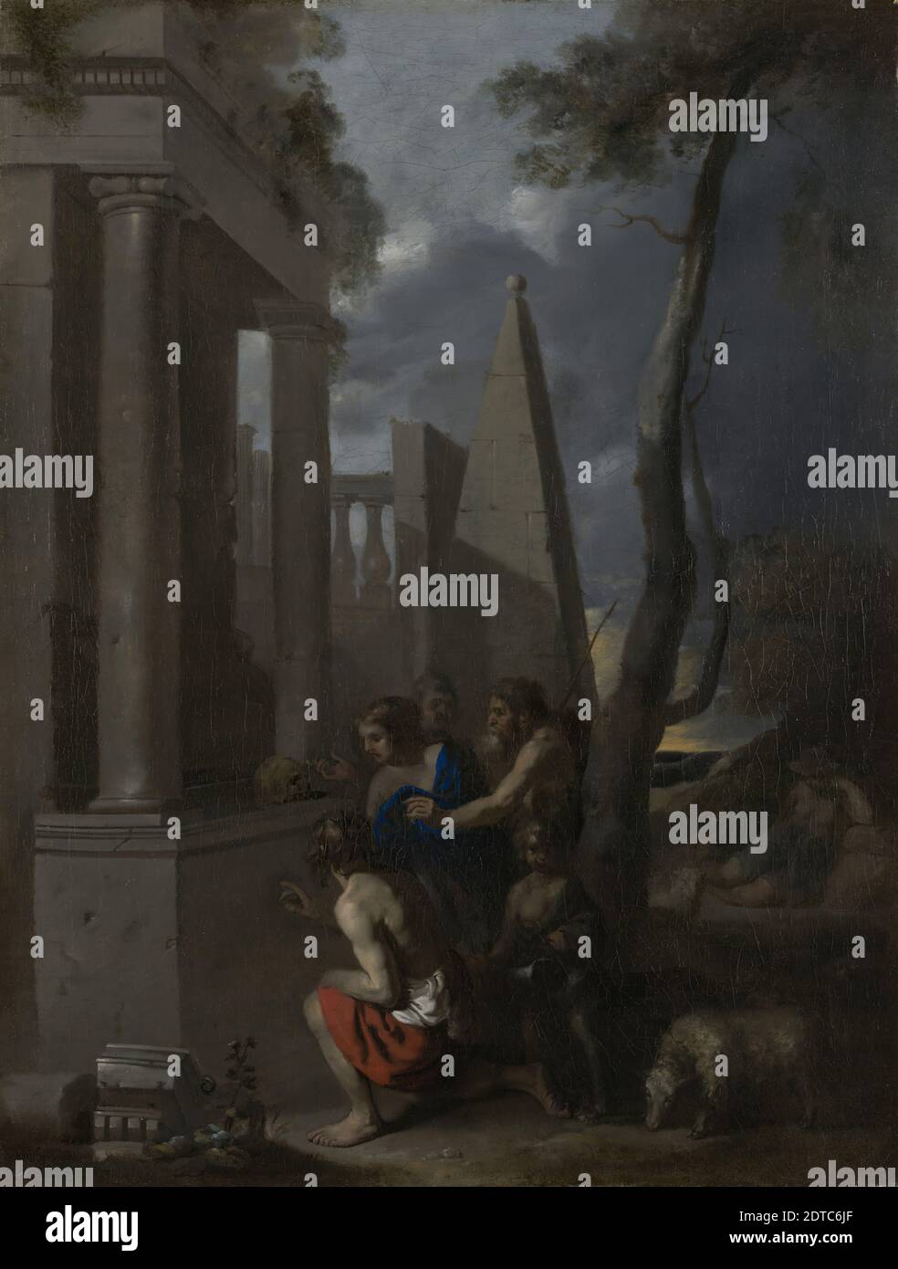 Künstler: Sébastien Bourdon, französisch, 1616–1671, et in Arcadia Ego, ca. 1637–38, Öl auf Leinwand, 56.2 × 41.12 cm (22 1/8 × 16 3/16 in.), zu sehen, französisch, 17. Jahrhundert, Gemälde Stockfoto