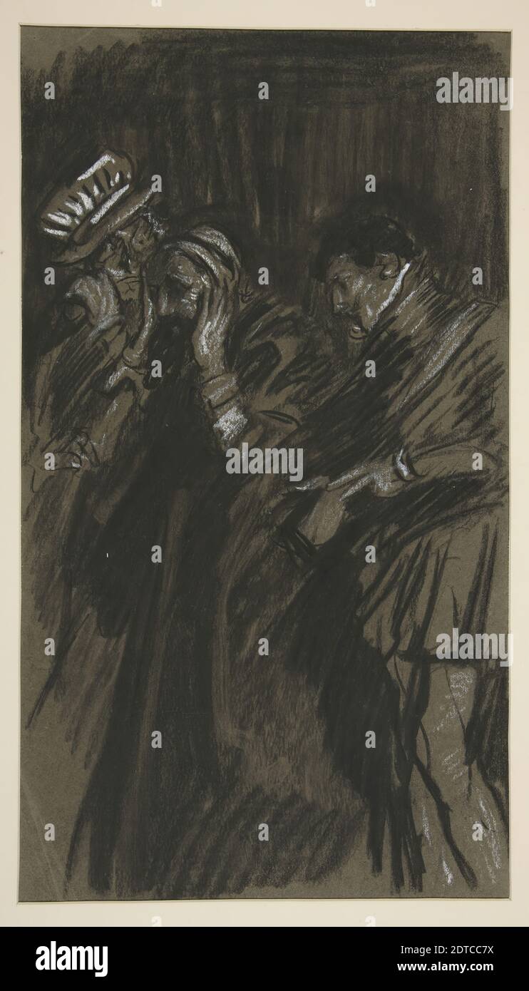 Künstler: Edwin Austin Abbey, amerikanisch, 1852–1911, M.A., 1897, drei Männer, Studie für die Zähmung der Shrew (?), Schwarz-Weiß-Kreiden, Brown Wove, 47 × 26.7 cm (18 1/2 × 10 1/2 in.), Made in United States, American, 19. Jahrhundert, Works on Paper - Drawings and Watercolors Stockfoto