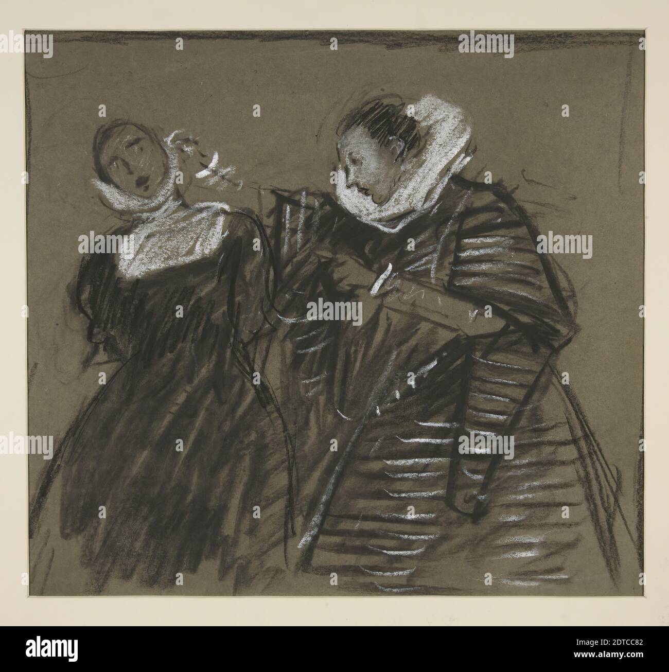 Künstler: Edwin Austin Abbey, amerikanisch, 1852–1911, M.A., 1897, Sketch for Taming of the Shrew (?), Schwarz-Weiß-Kreiden, Brown Wove, 33.8 × 40.1 cm (13 5/16 × 15 13/16 in.), Made in United States, American, 19th Century, Works on Paper - Drawings and Watercolors Stockfoto