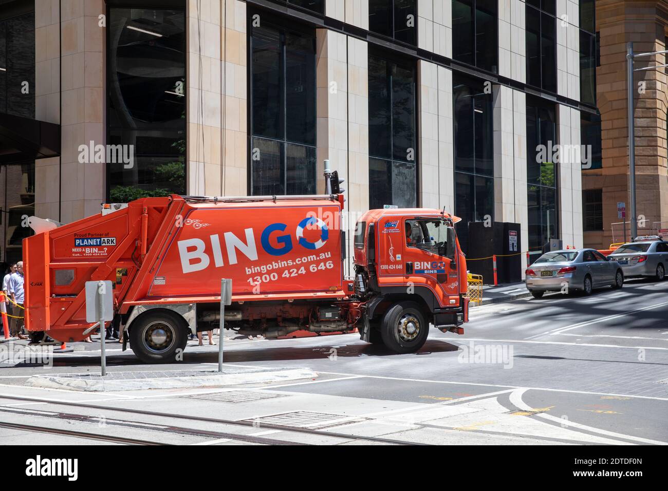 Bingo Müllabfuhr LKW in Sydney Stadtzentrum, NSW, Australien Stockfoto