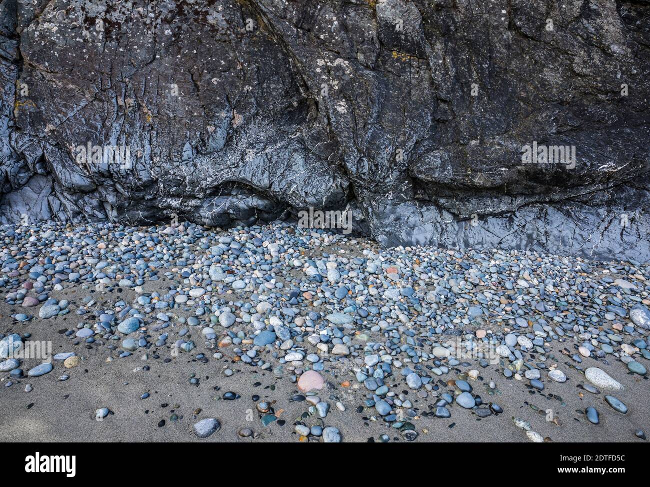 Rocky Beach Details auf North Beach, Deception Pass State Park, Washington, USA. Stockfoto