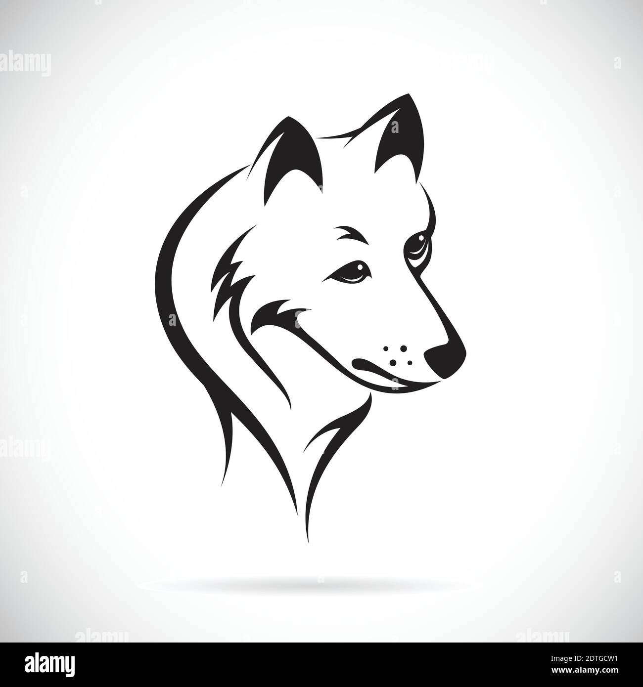 Vektorbilder von Wolfskopf auf weißem Hintergrund. Leicht editierbare Vektorgrafik mit Ebenen. Wilde Tiere. Stock Vektor