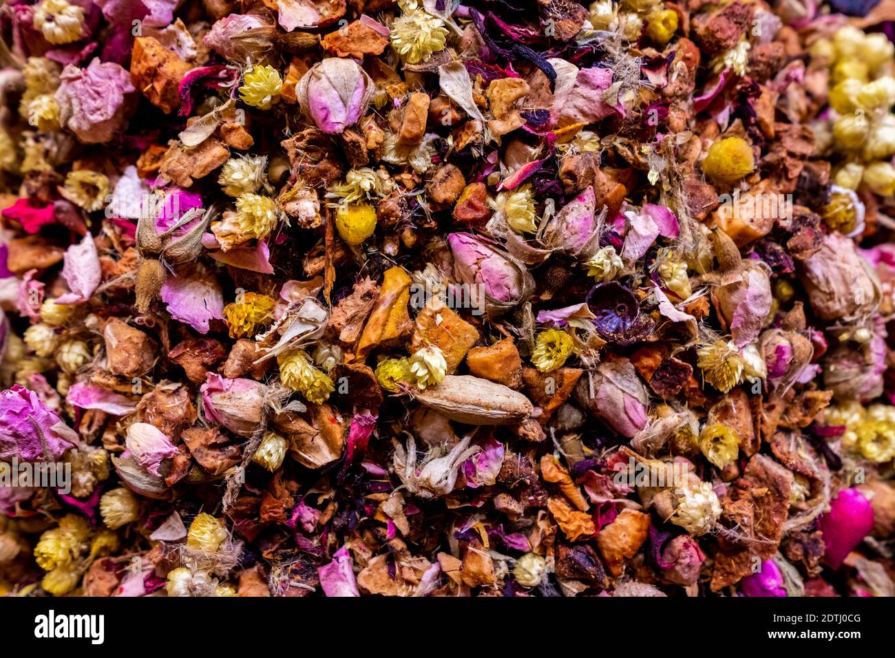 Eine Mischung aus Blumentee Nahaufnahme Stockfoto