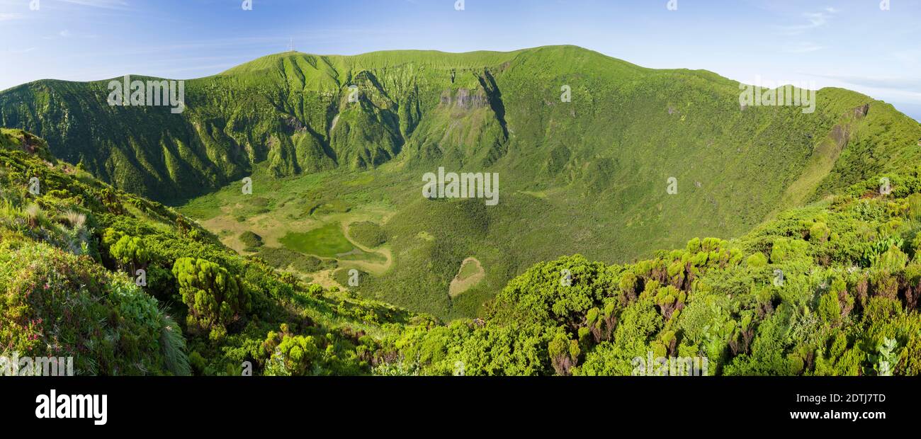 Die Caldera von Faial bei Cabeco Gordo. Faial Island, eine Insel auf den Azoren (Ilhas dos Acores) im Atlantischen Ozean. Die Azoren sind ein autonomes RE Stockfoto
