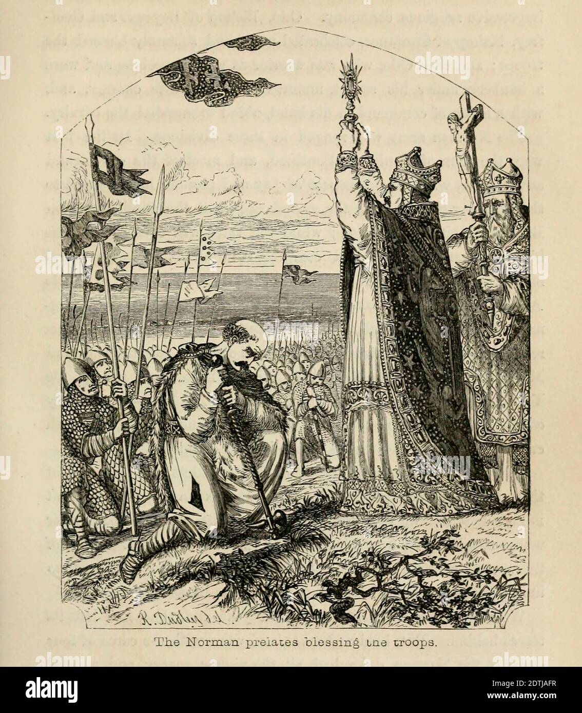 Die normannischen Prälaten segnen die Truppen aus dem Buch "Danes, Saxons and Normans : or, Stories of our Ahnen" von Edgar, J. G. (John George), 1834-1864 Veröffentlicht in London im Jahr 1863 Stockfoto