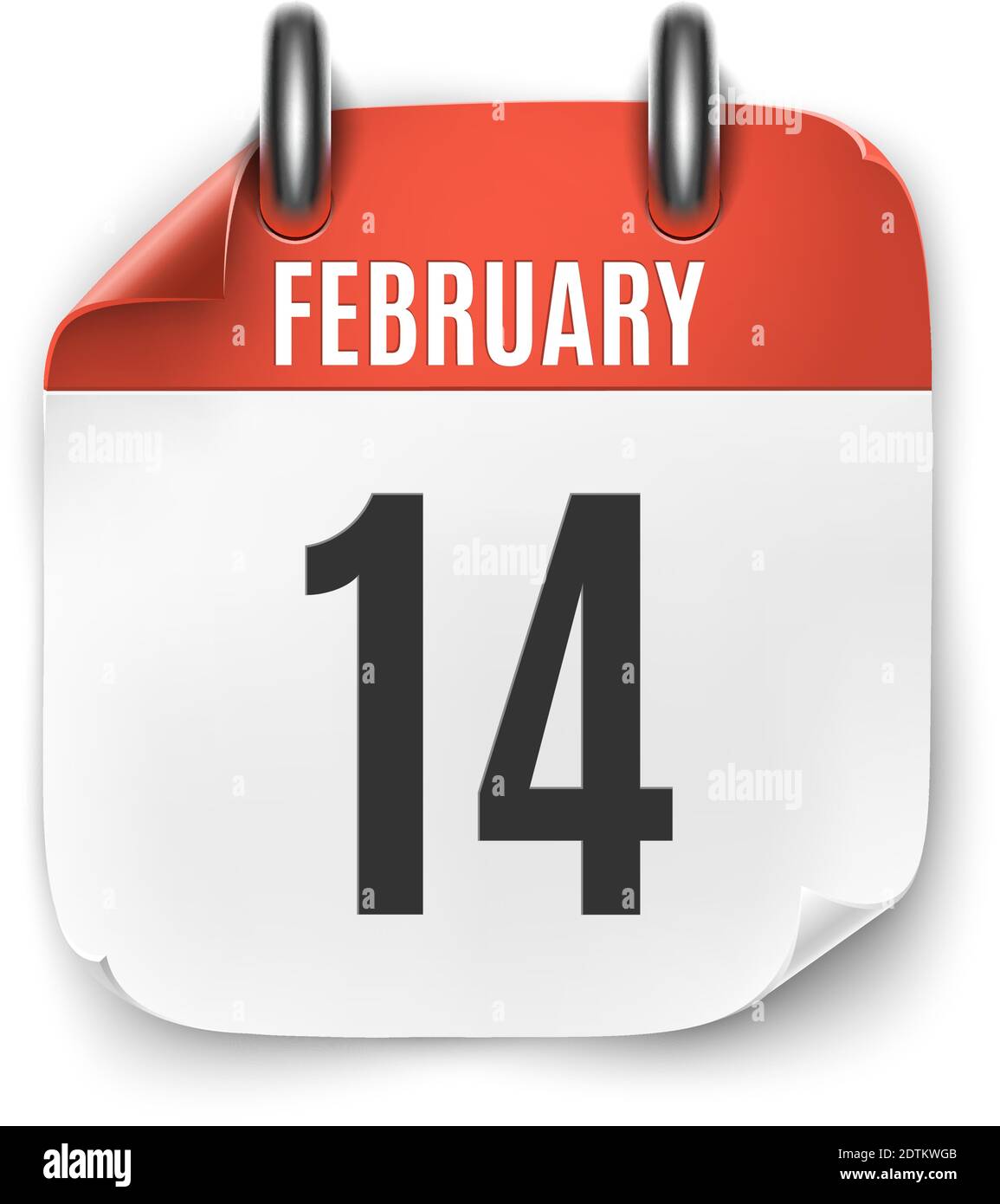 Kalendersymbol im Februar 14 auf weißem Hintergrund isoliert. Valentinstag. Stock Vektor