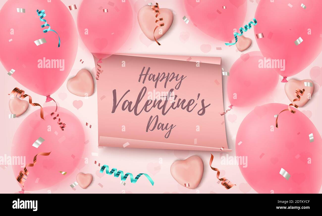 Glückwünsche zum Valentinstag Grußkarte Vorlage. Abstrakter rosa Hintergrund. Stock Vektor