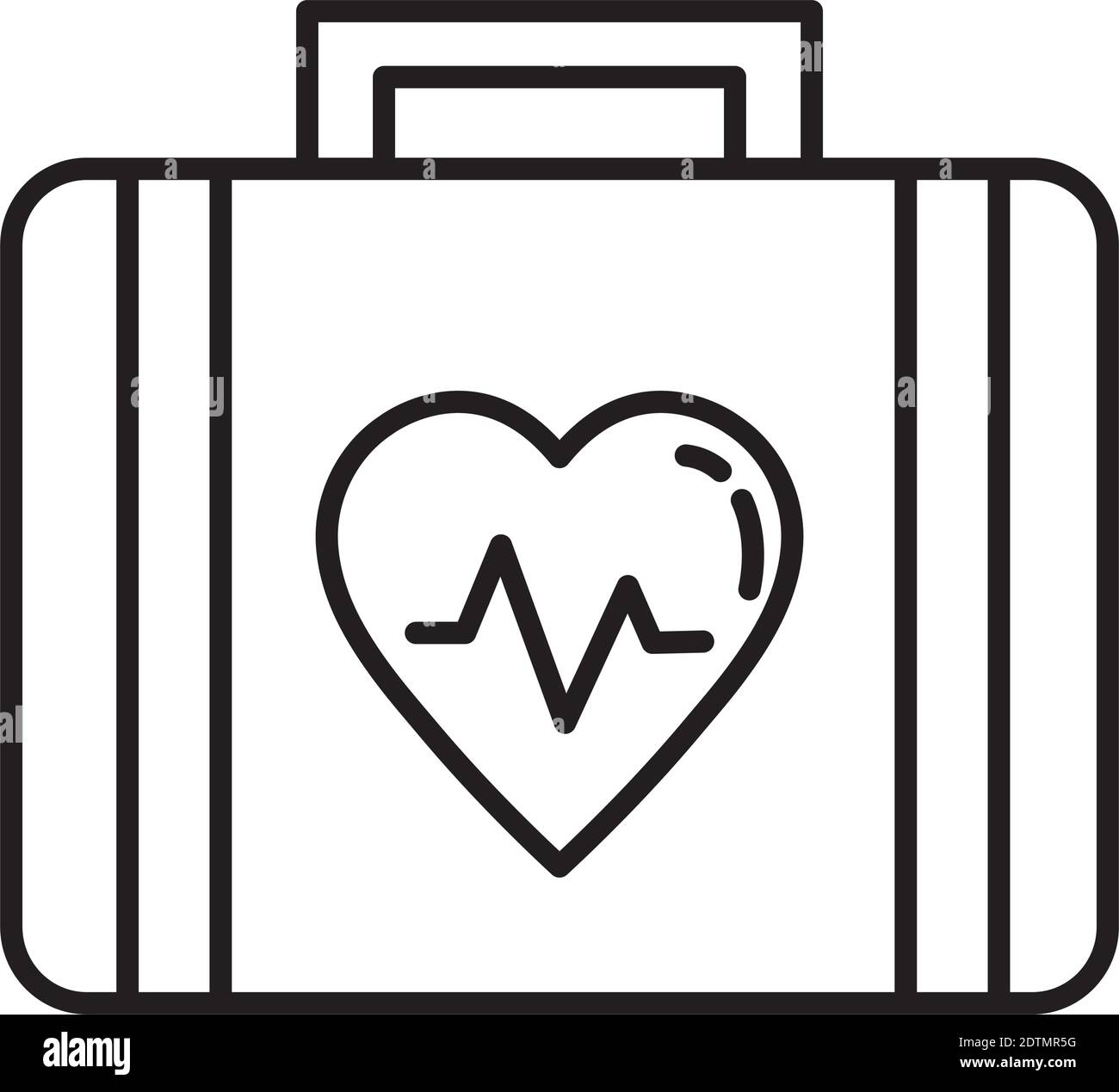 Medizinisches Kit mit Herzkardiologie-Liniensymbol Stock Vektor