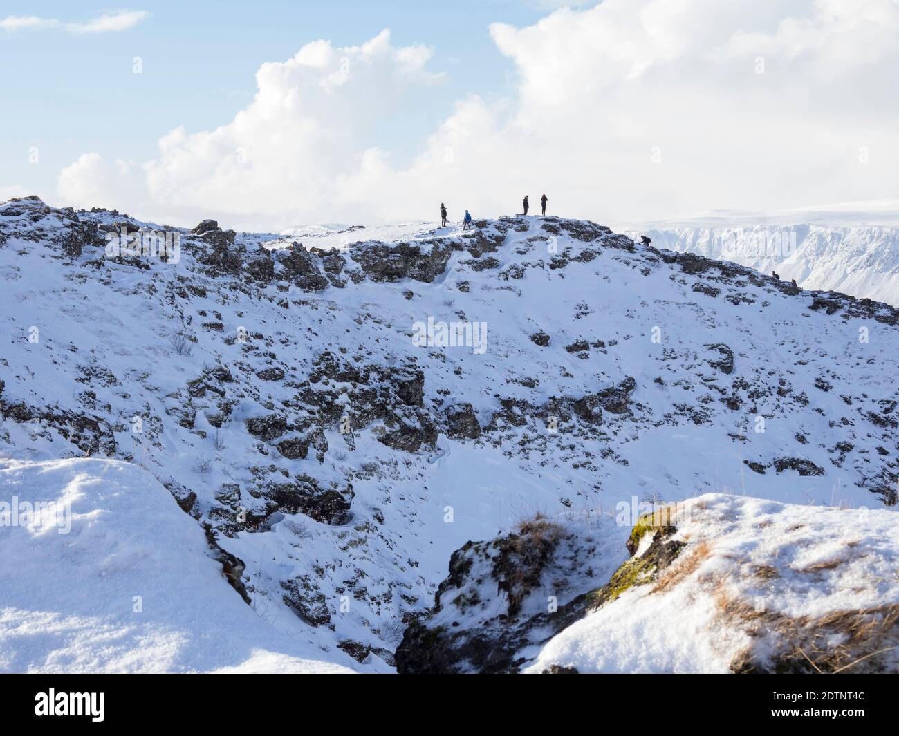 Krater Kerid (Kerith) im Winter bei Selfoss, Teil des Goldenen Kreises. Europa, Nordeuropa, Skandinavien, Island, Februar Stockfoto