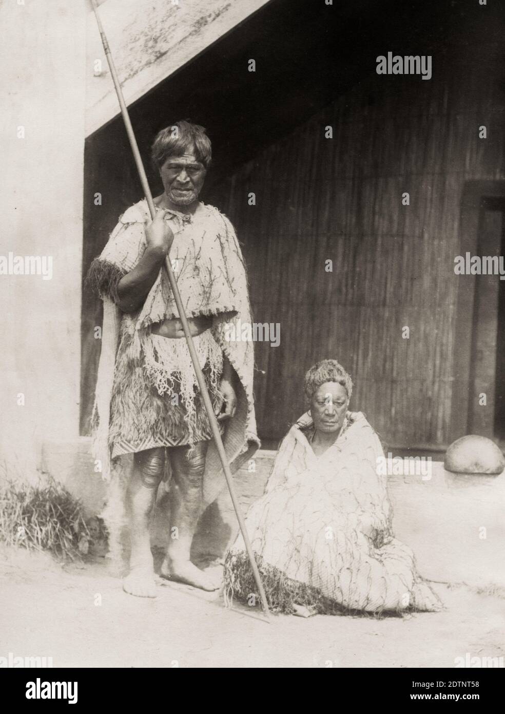 Vintage 19. Jahrhundert Foto - Maori Mann und Frau Stockfoto