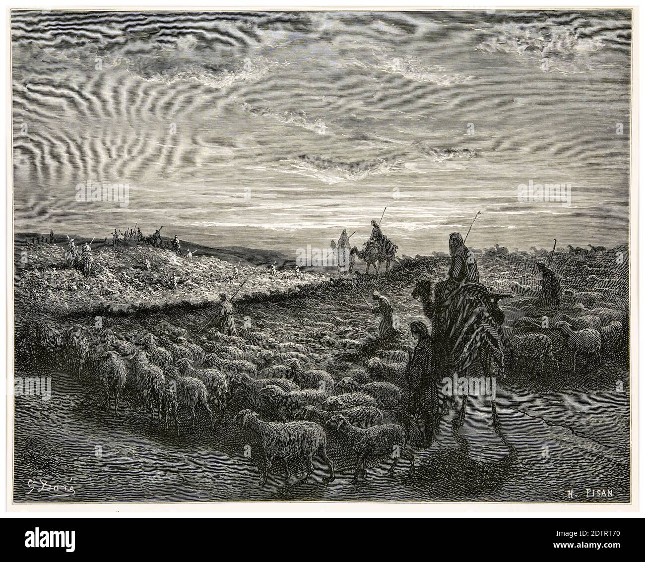 Gustave Doré und Hélidore-Joseph Pisan, Holzschnitt, Abraham goes to the Land of Canaan, 1866 Stockfoto