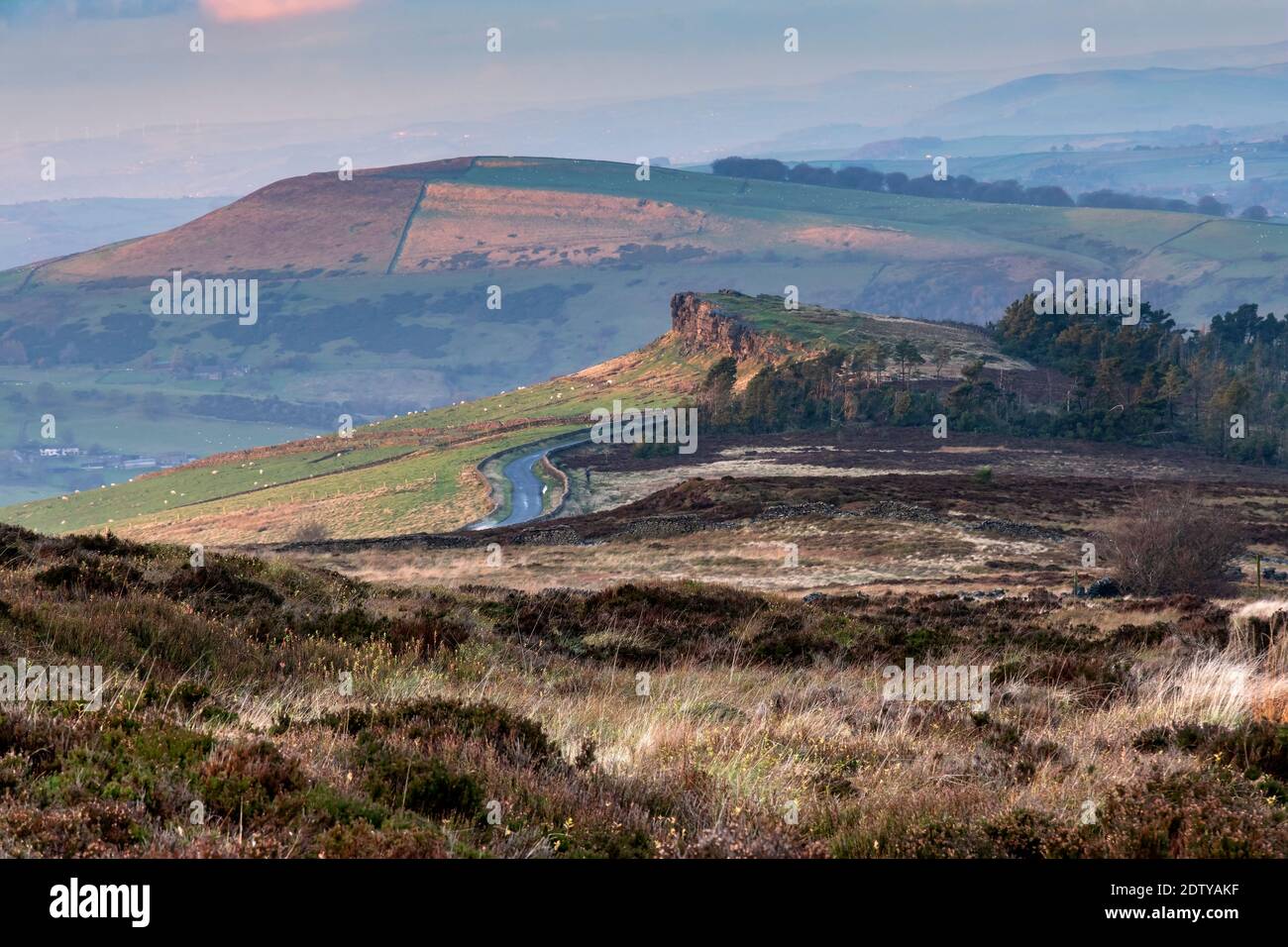 Windgather Rocks, Cheshire and Derbyshire Border, Peak District National Park, England, Großbritannien Stockfoto