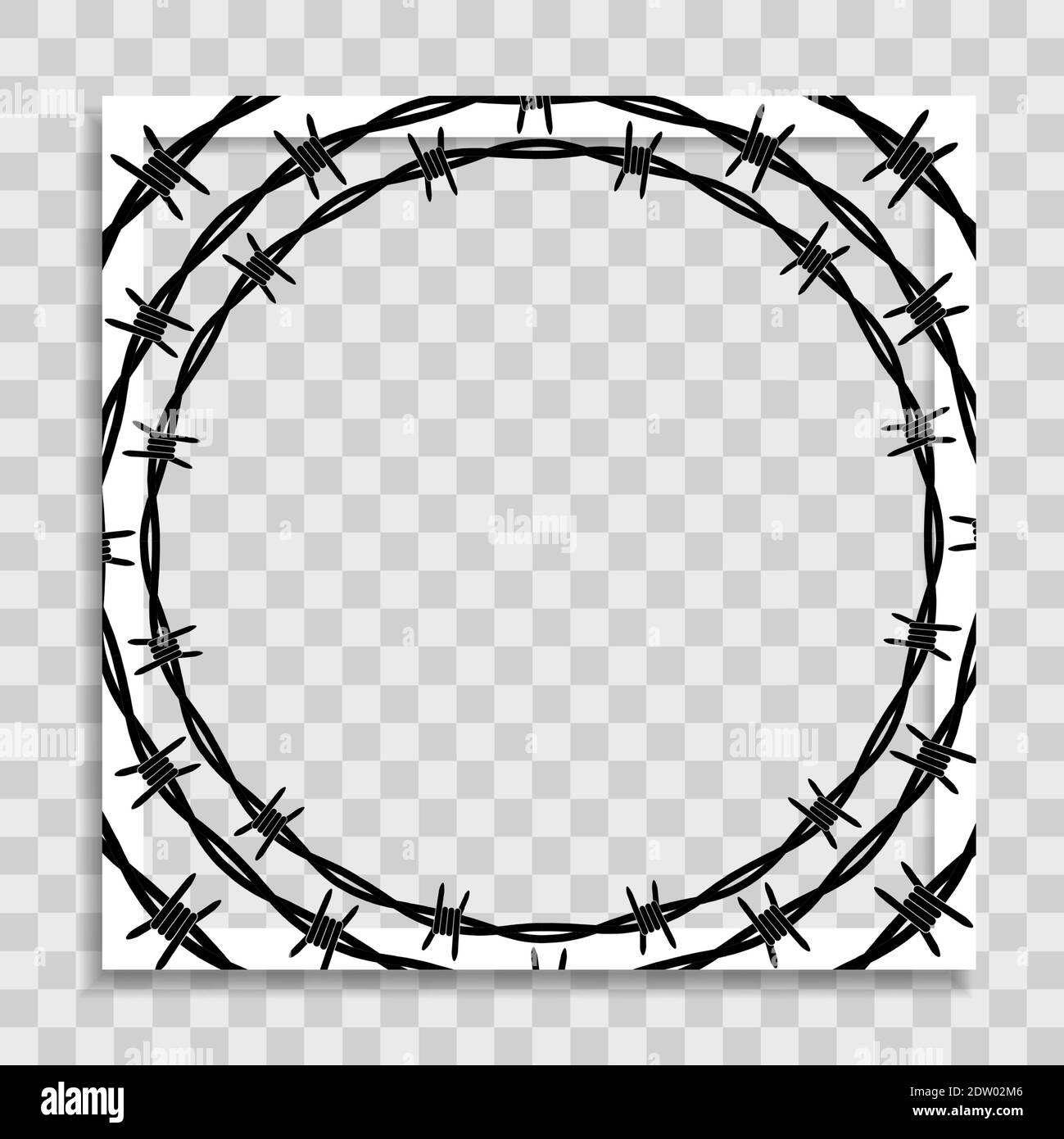Leere Fotorahmen-Vorlage mit Stacheldraht für Media Post im sozialen Netzwerk. Vektorgrafik Stock Vektor
