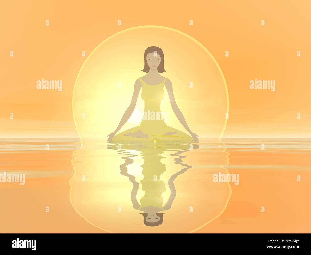 Frau Meditation - 3D Render Stockfoto