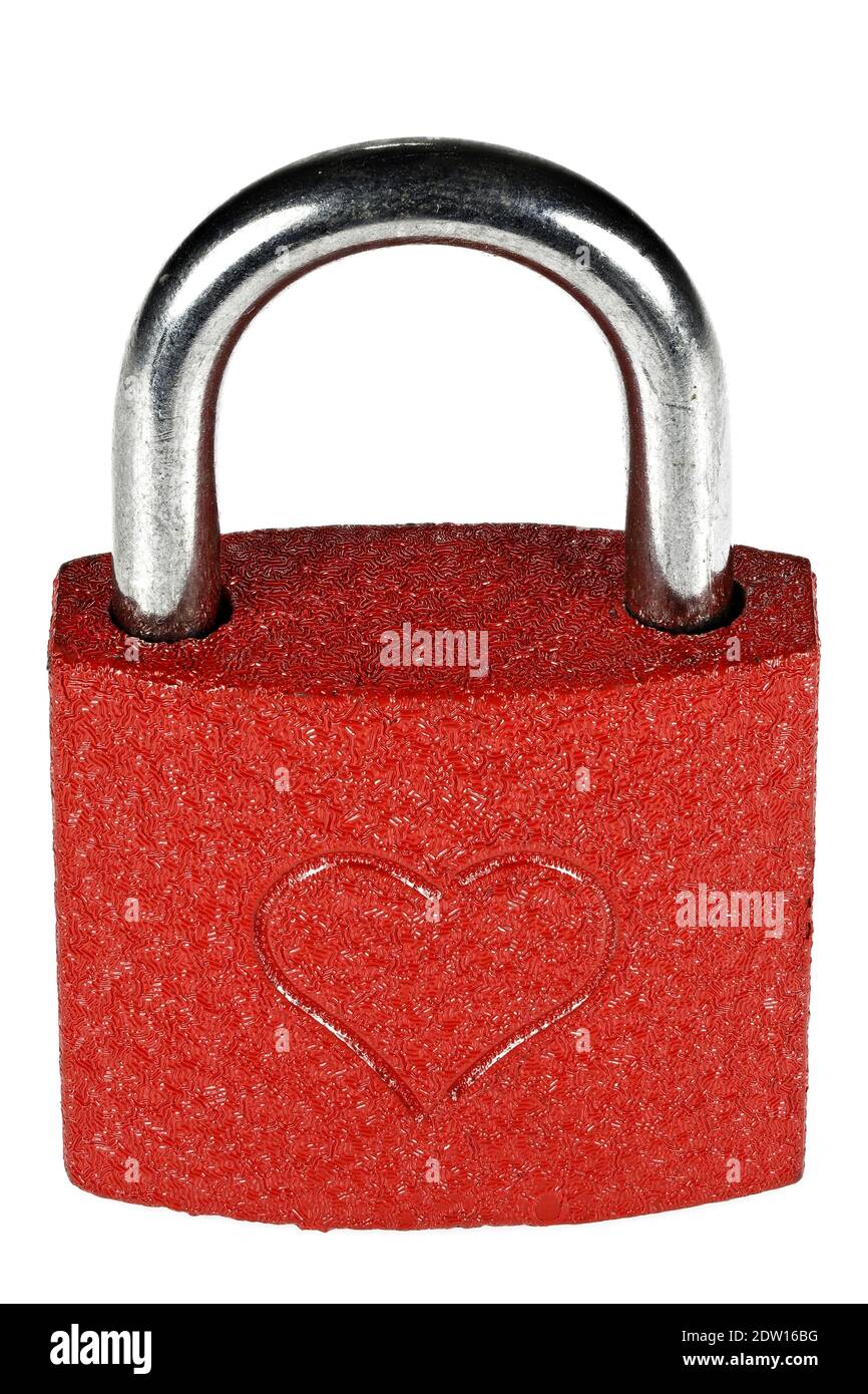 Love Lock isoliert auf weißem Hintergrund Stockfoto
