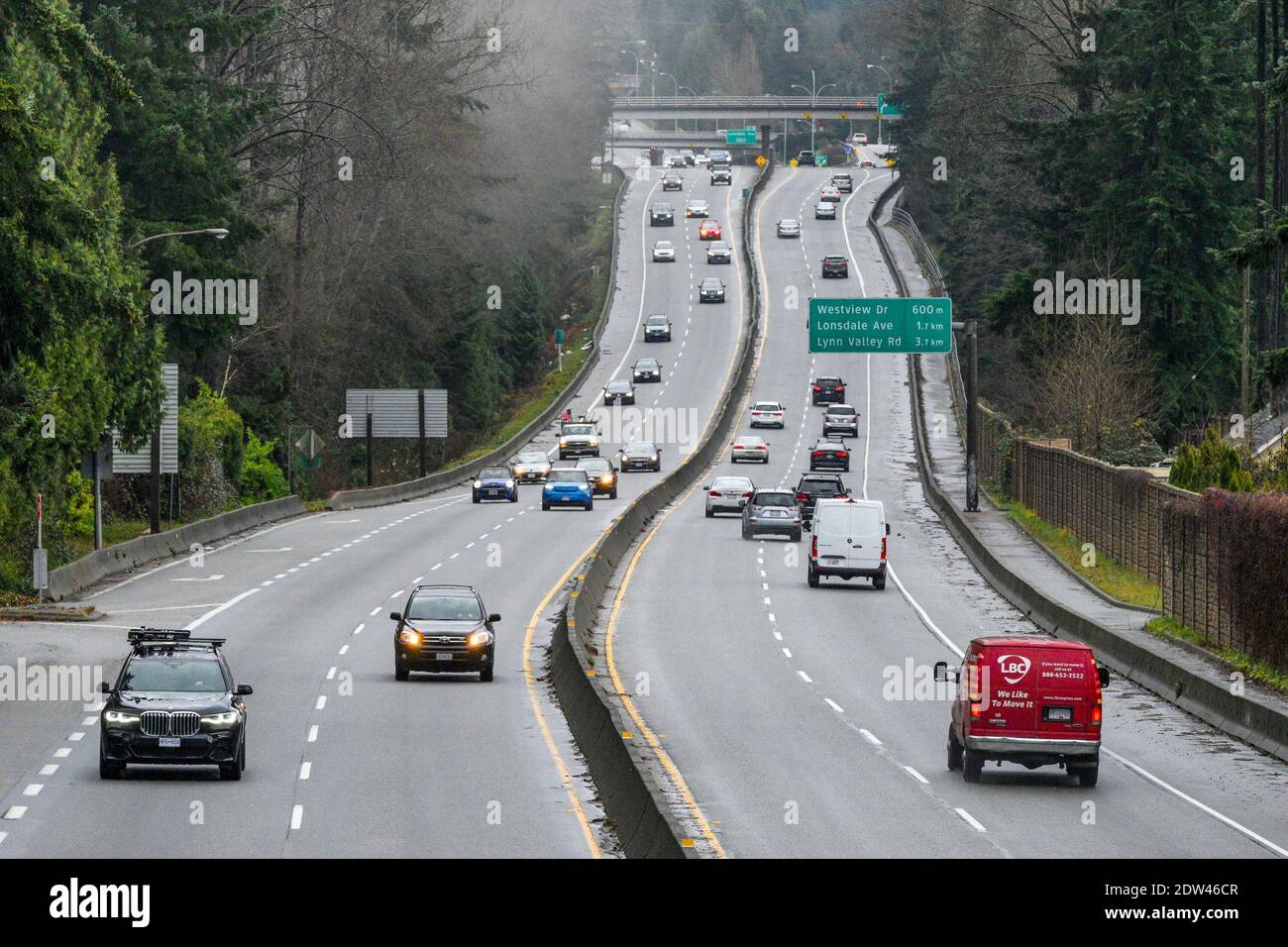 Obere Ebenen Highway 1, North Vancouver, British Columbia, Kanada Stockfoto