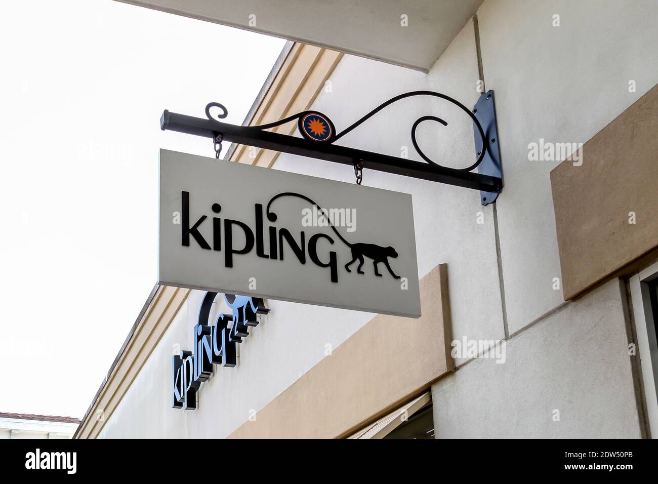Kipling Geschäft Zeichen in Orlando, Florida, USA. Stockfoto