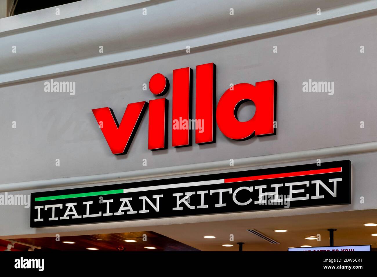 Villa Italian Kitchen Restaurant in einem Food Court im Einkaufszentrum in Orlando, Florida, USA Stockfoto
