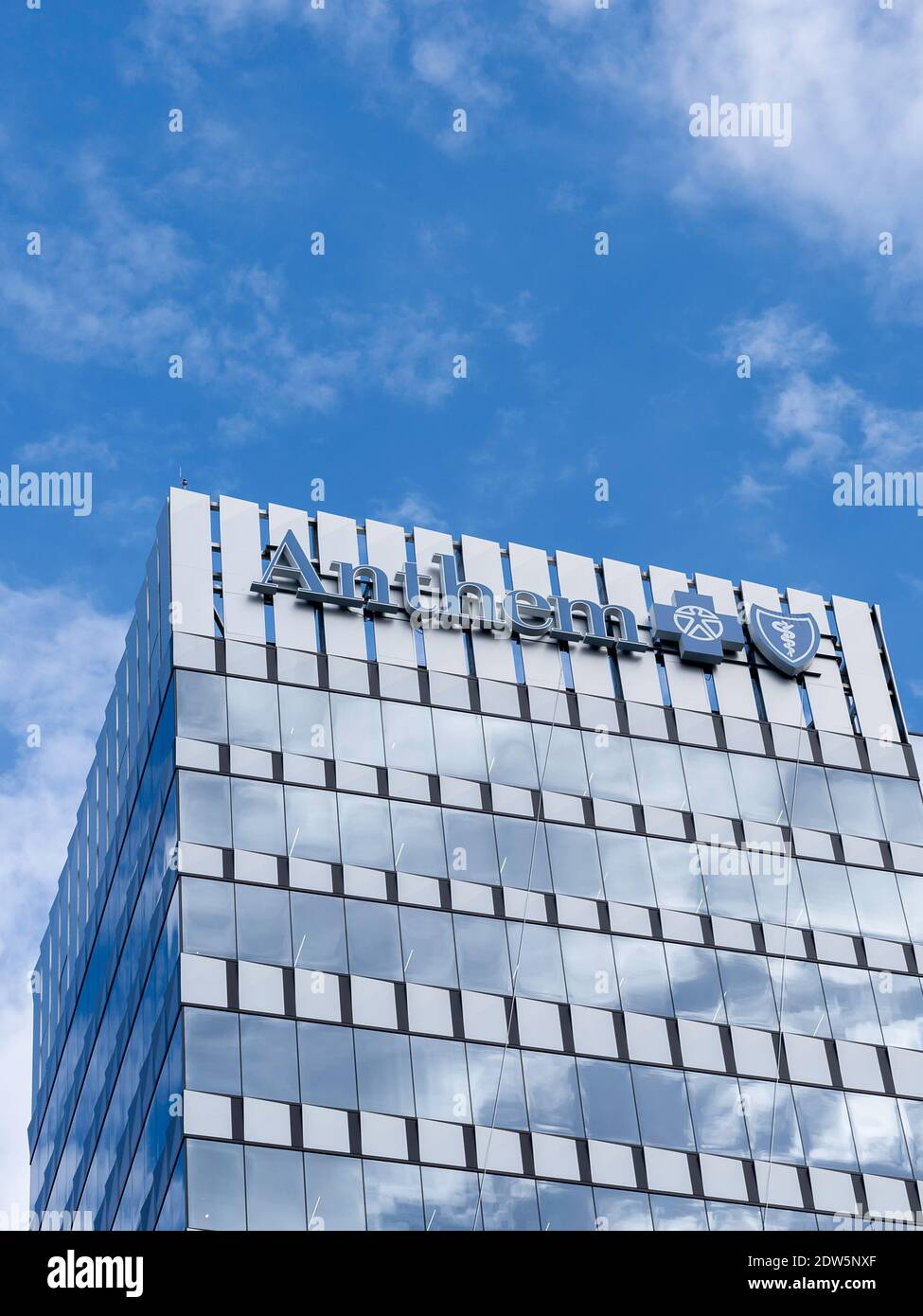 Gebäude von Anthem Blue Cross und Blue Shield auf dem Gebäude in Atlanta, Georgia, USA Stockfoto