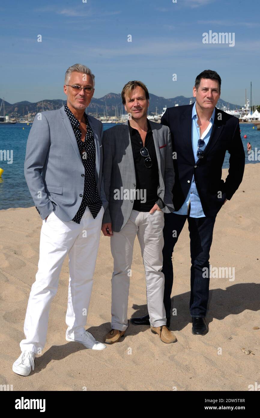 Martin Kemp, Tony Hadley, Steve Norman vom Spandau Ballet posiert für den neuen Film Soul Boys of the Western World in Cannes, Frankreich am 16. Mai 2014. Foto von Alban WytersABACAPRESS.COM Stockfoto