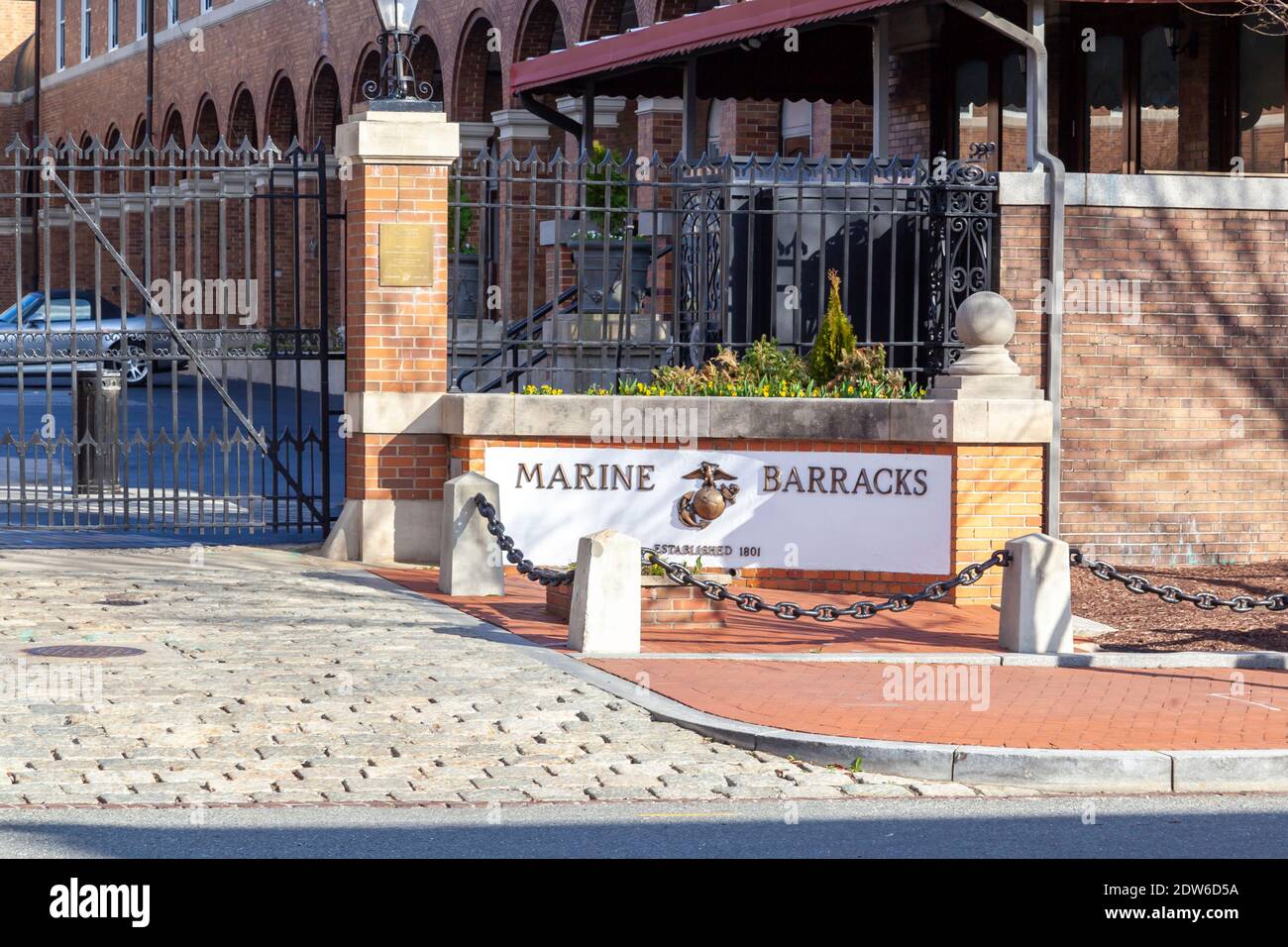 Der Eingang der Marinekaserne in Washington D.C., USA Stockfoto