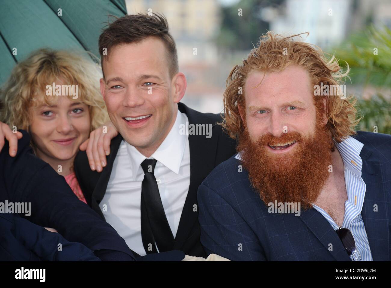 Kristofer Hivju, Lisa Loven Kongsli, Johannes Bah Kuhnke posieren im Palais des Festivals für die Fotoaufnahme des Films Turist im Rahmen der 67. Filmfestspiele von Cannes am 19. Mai 2014 in Cannes, Frankreich. Foto von Aurore Marechal/ABACAPRESS.COM Stockfoto