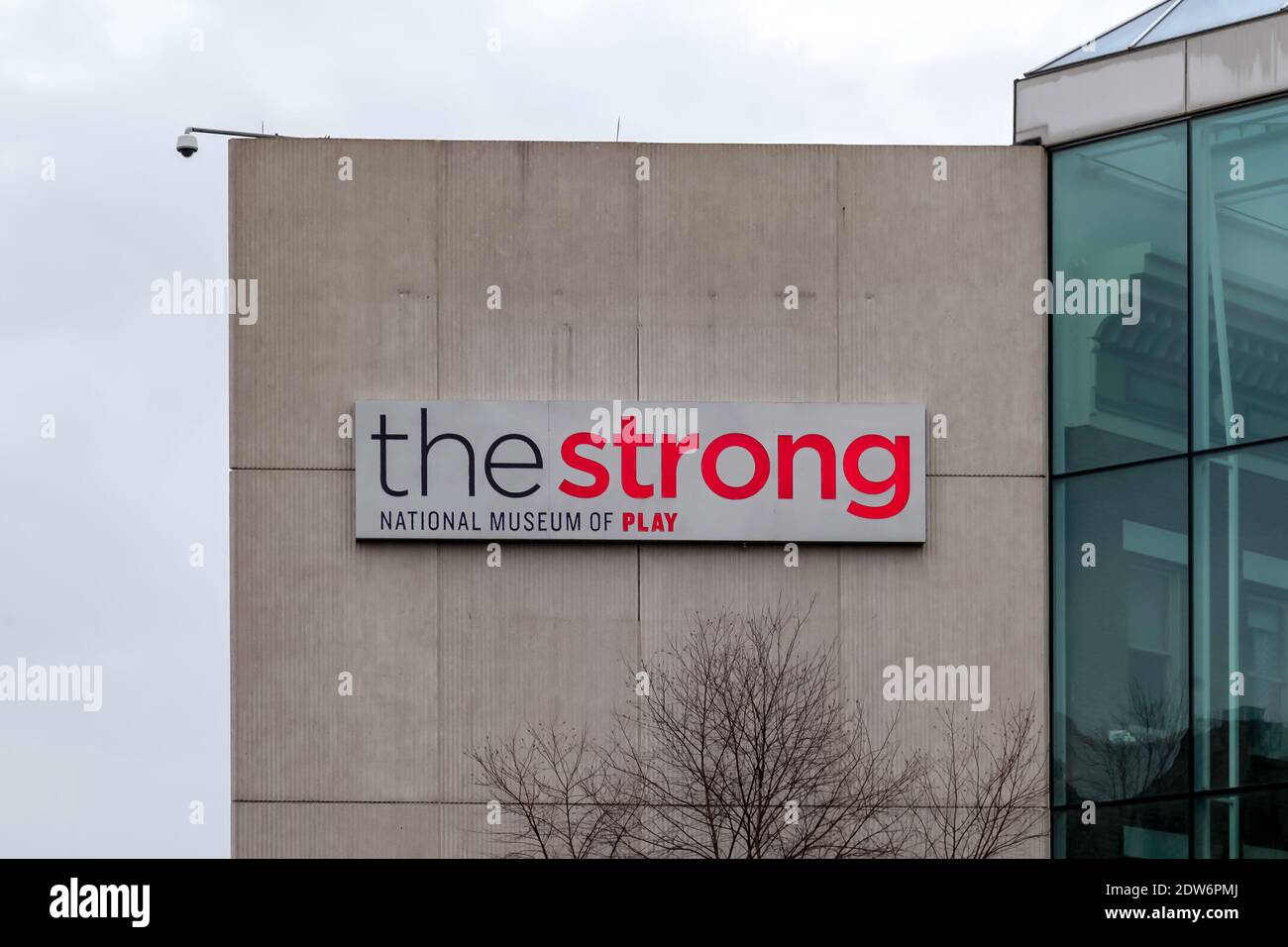 Das Zeichen des Strong National Museum of Play in Rochester, NY, USA. Stockfoto