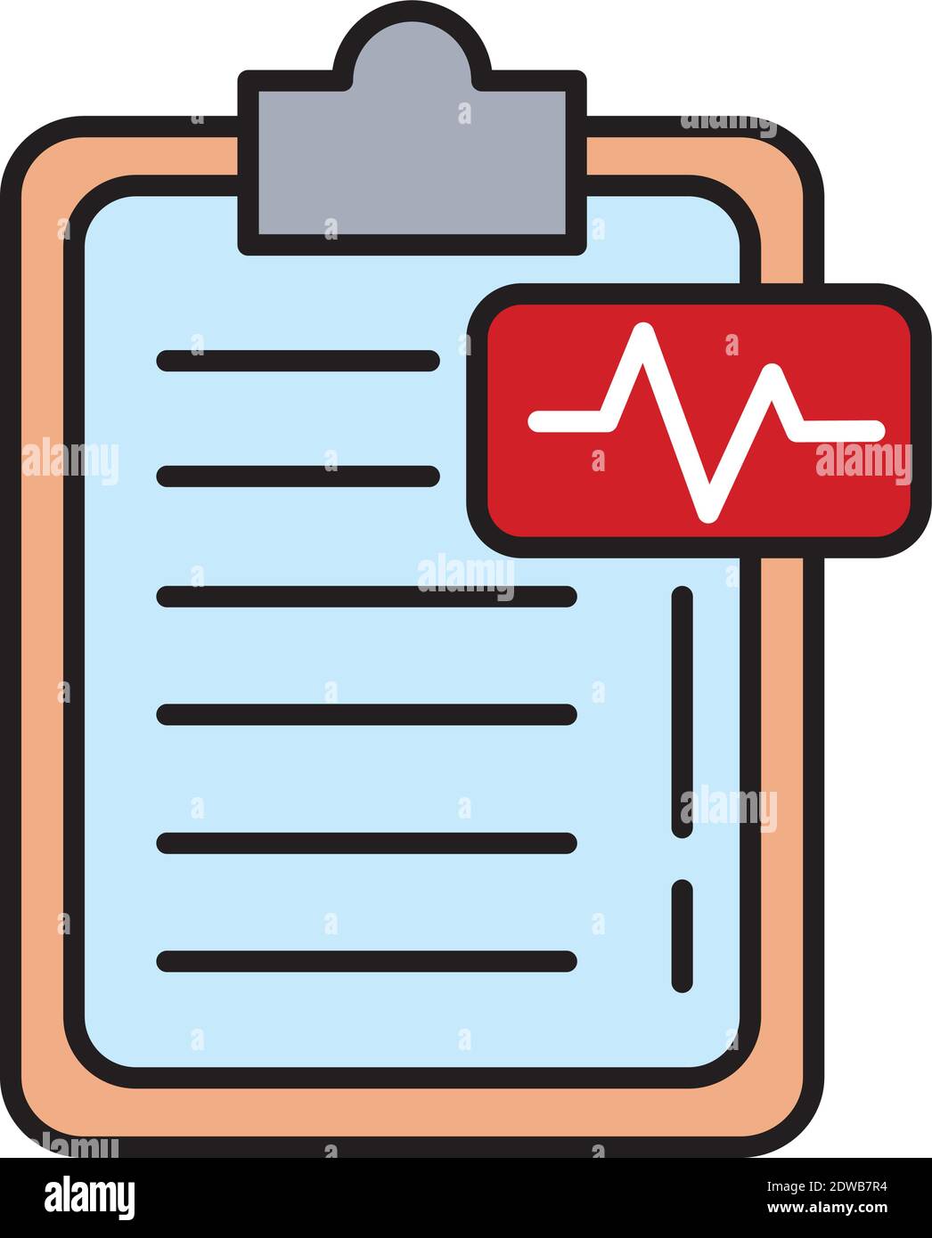ekg-Puls mit Checklistenlinie und Füllart Stock Vektor