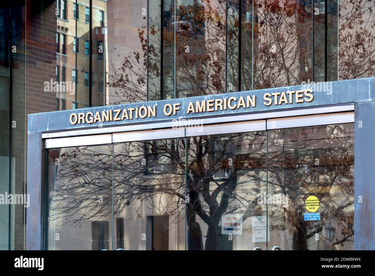 Washington, DC, USA – 12. Januar 2020: Eintritt der Organisation amerikanischer Staaten (OAS oder OEA) in Washington, DC Stockfoto