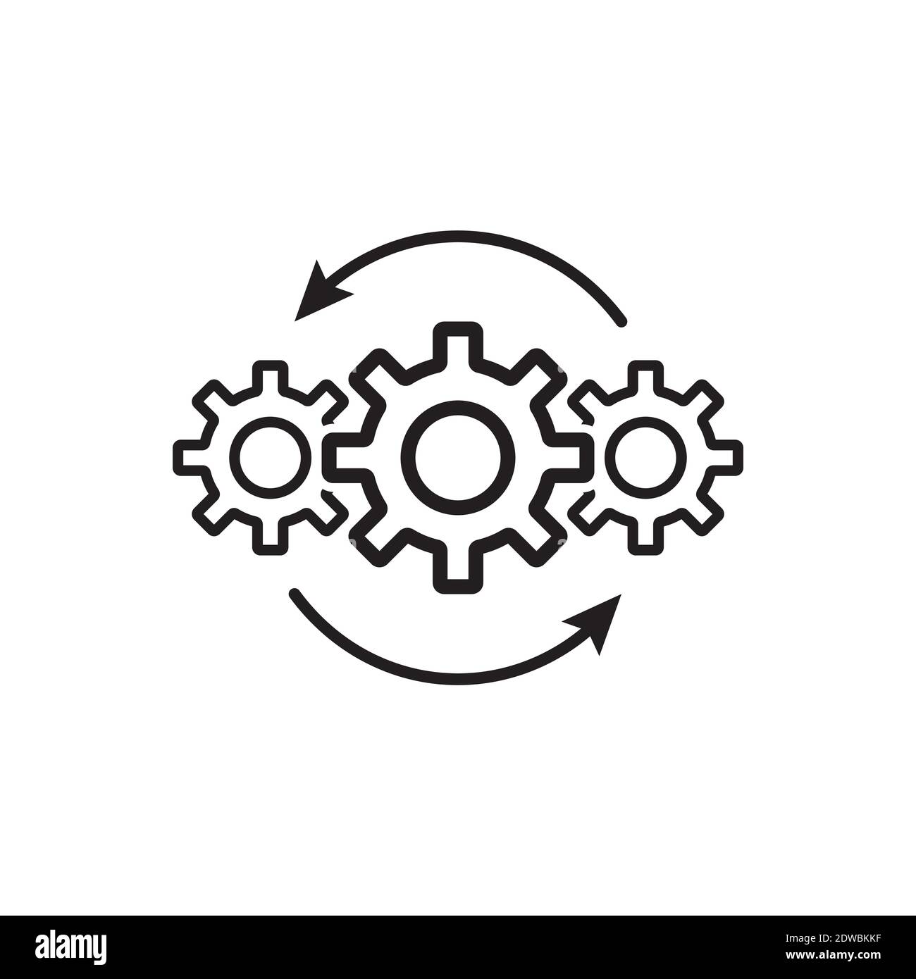 Betrieb Projekt Symbol Vektor Getriebe Prozess Zeichen Technologie produzieren Geschäftskonzept für Grafik-Design, Logo, Website, Social Media, mobile App, ui i Stock Vektor