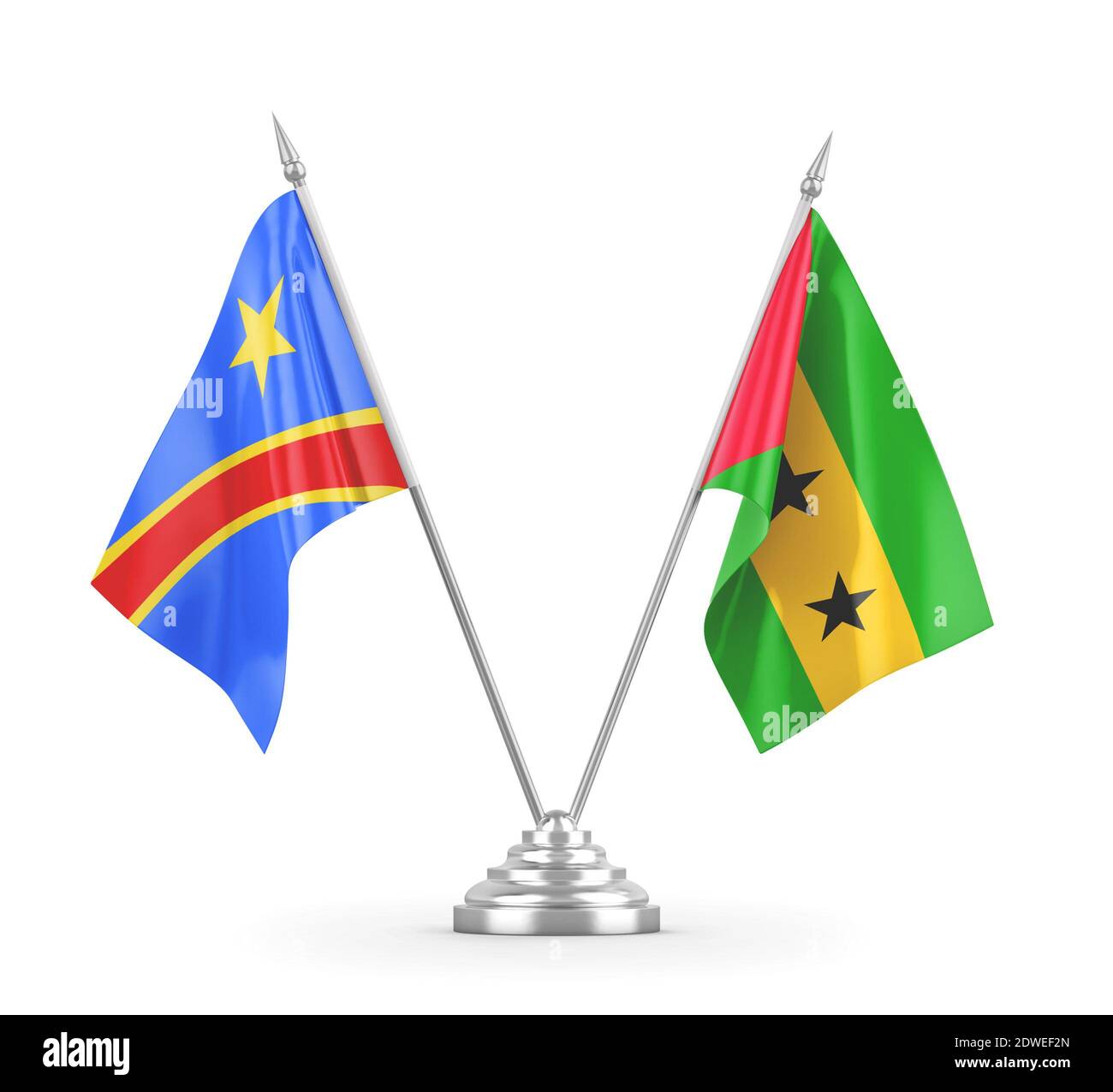 Sao Tome und Principe und Kongo Demokratische Republik Tischflaggen Stockfoto