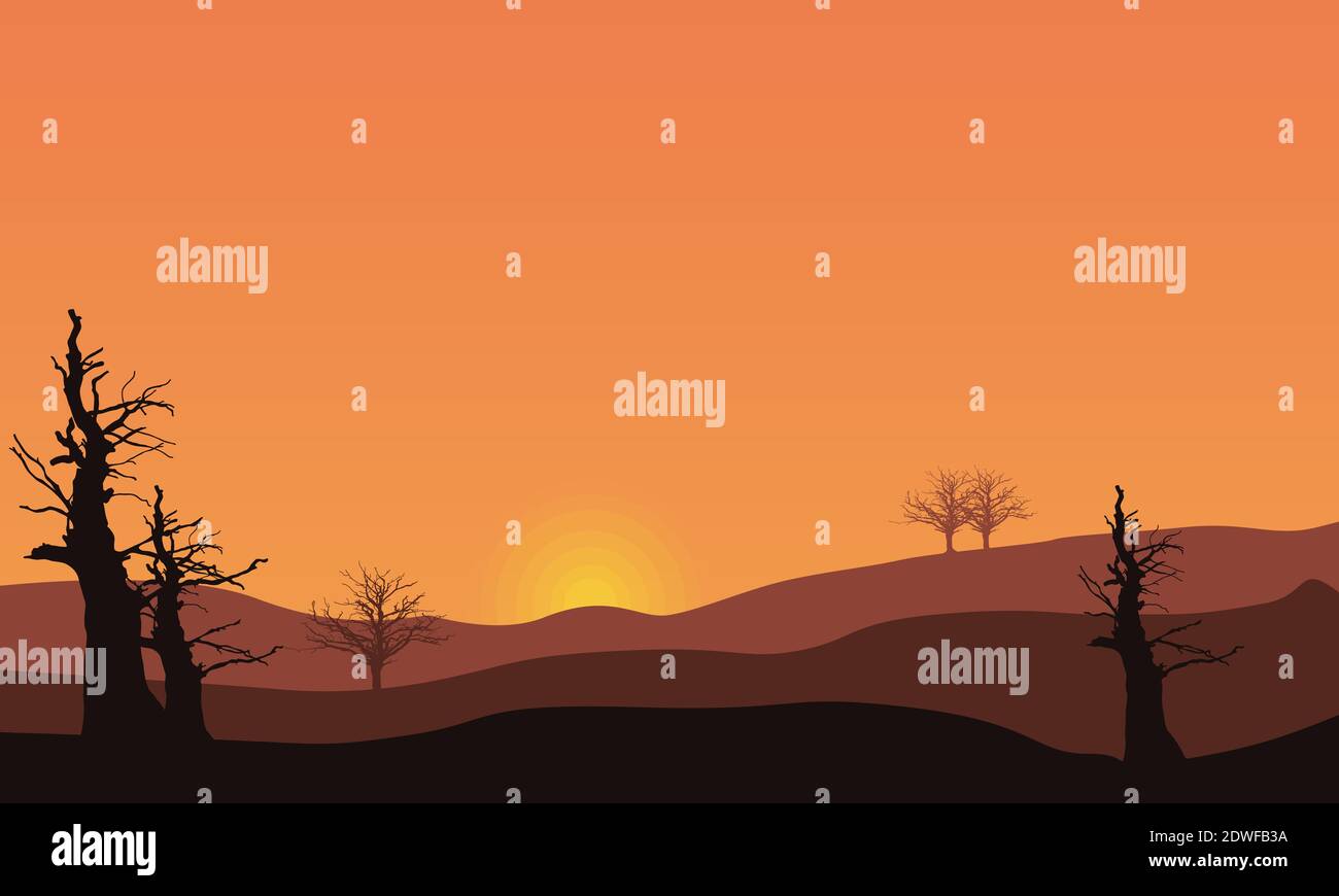 Naturlandschaft am Nachmittag bei Sonnenuntergang. Stadtvektor Stock Vektor