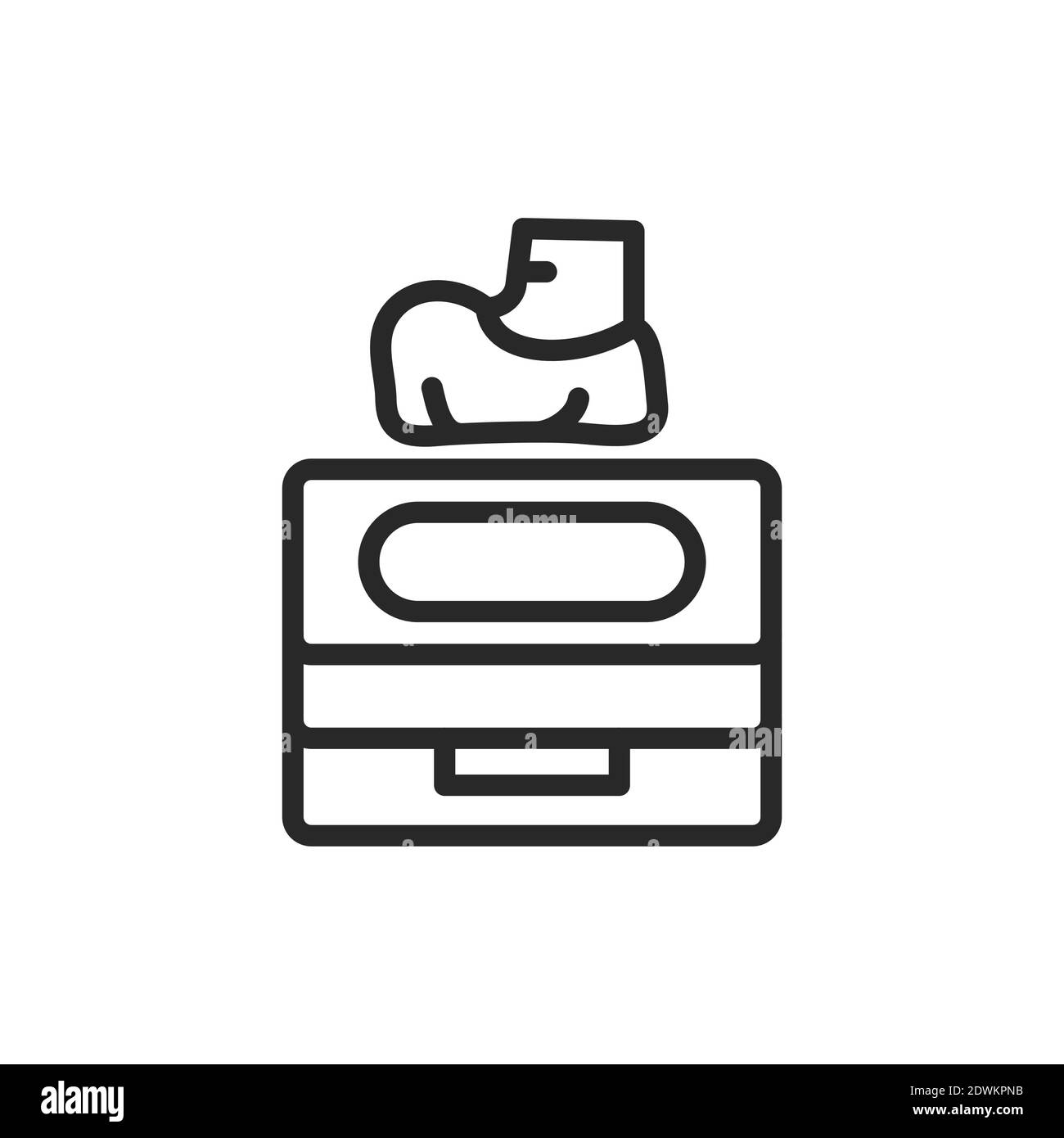 Automatische Schuhe deckt Spender Maschine Farbe Linie Symbol. Isoliertes Vektorelement. Stock Vektor