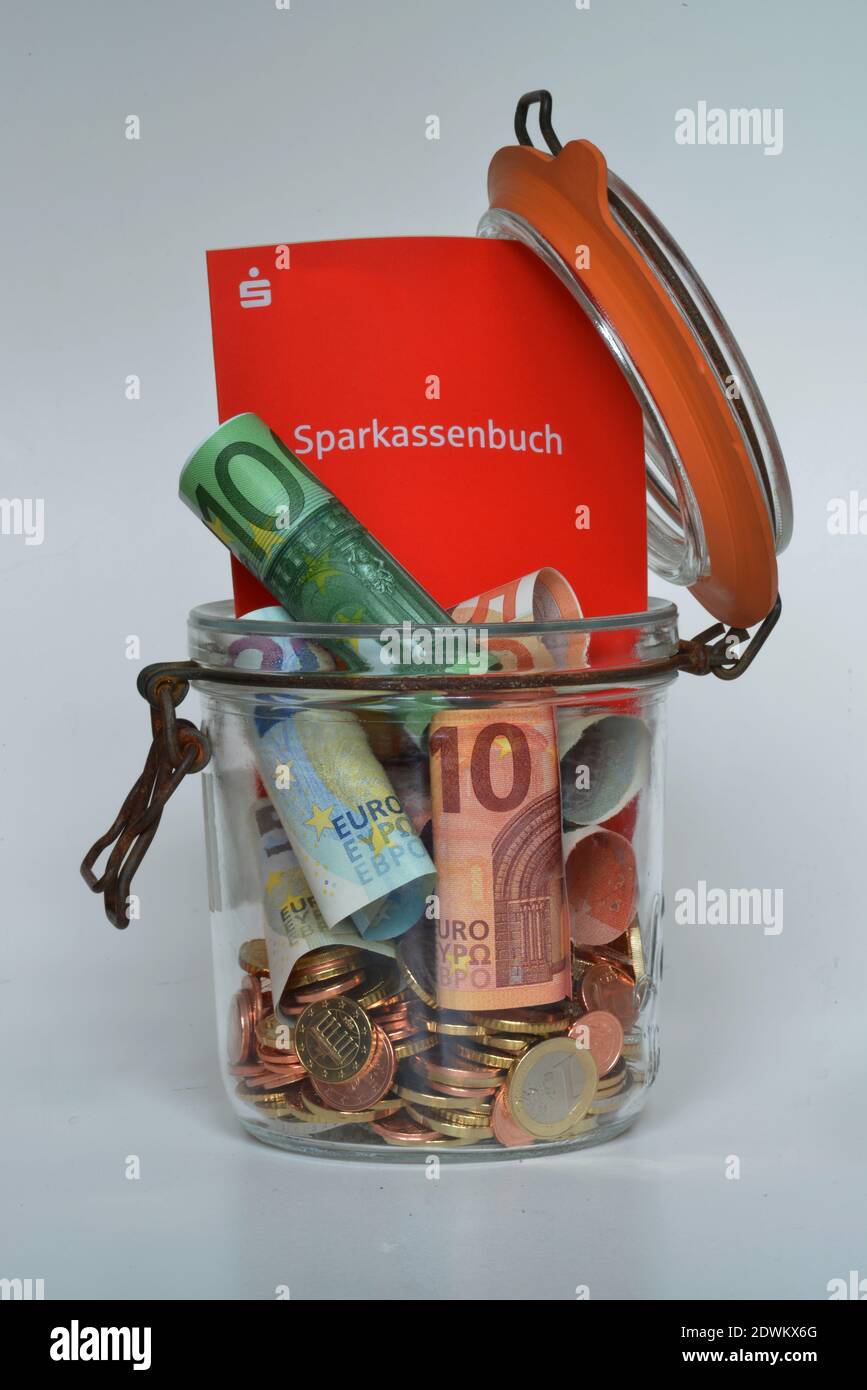Glas, Euro, Spabuch Stockfoto