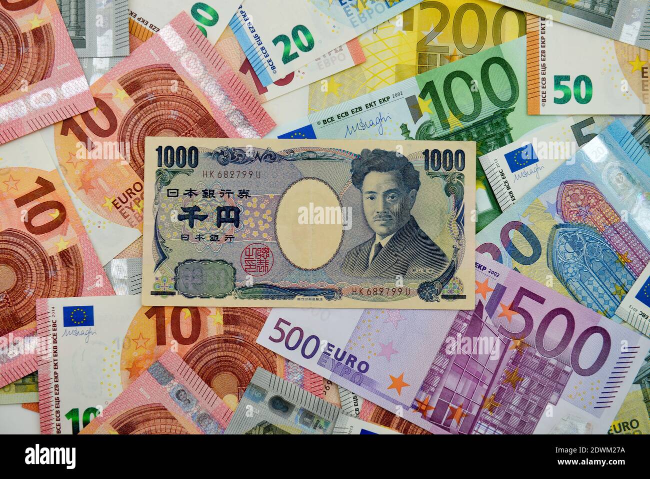 1000 Yen Eurocheine Stockfoto