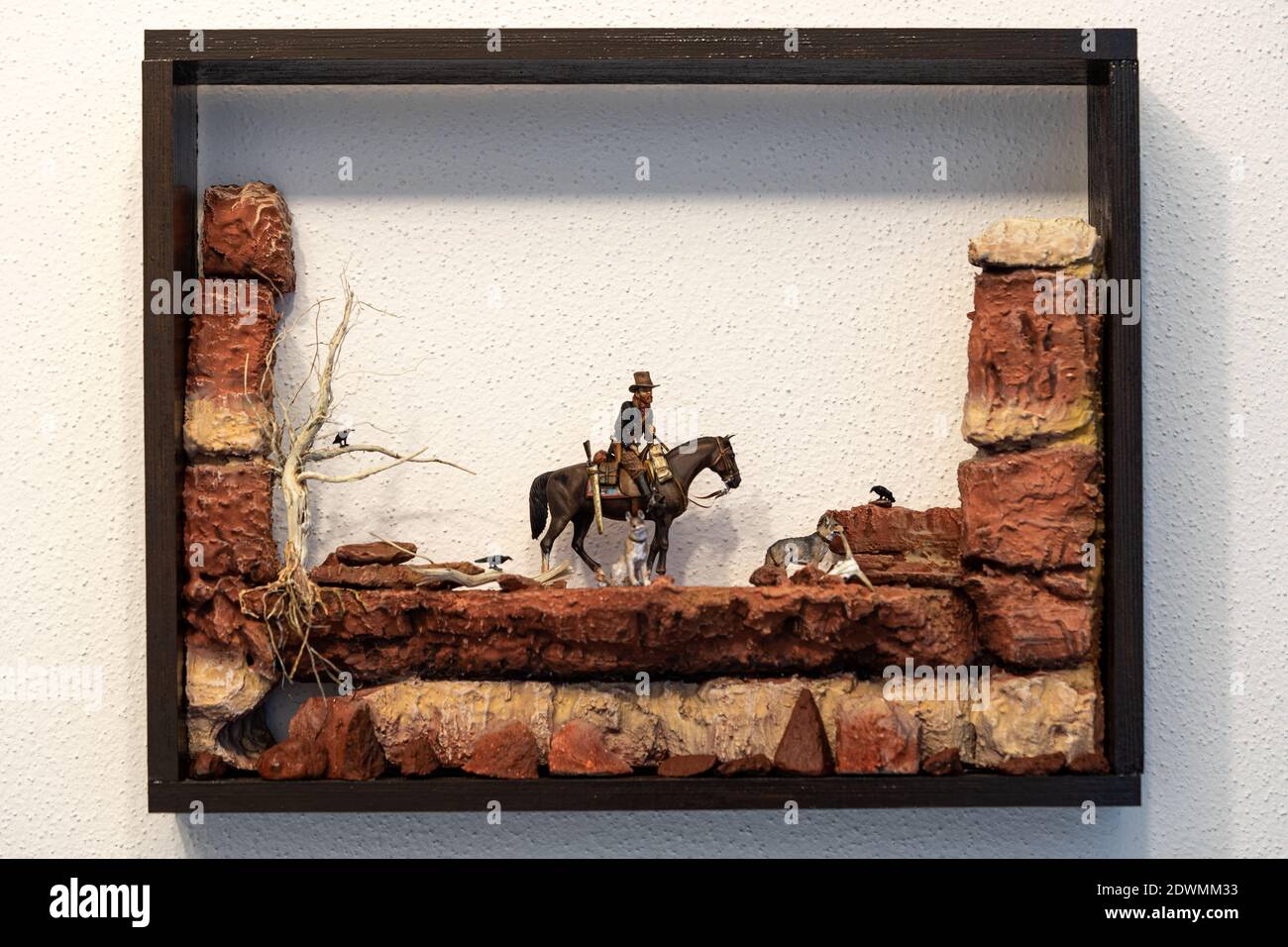 Diorama im Rahmen eines Wilden Westens Stockfoto