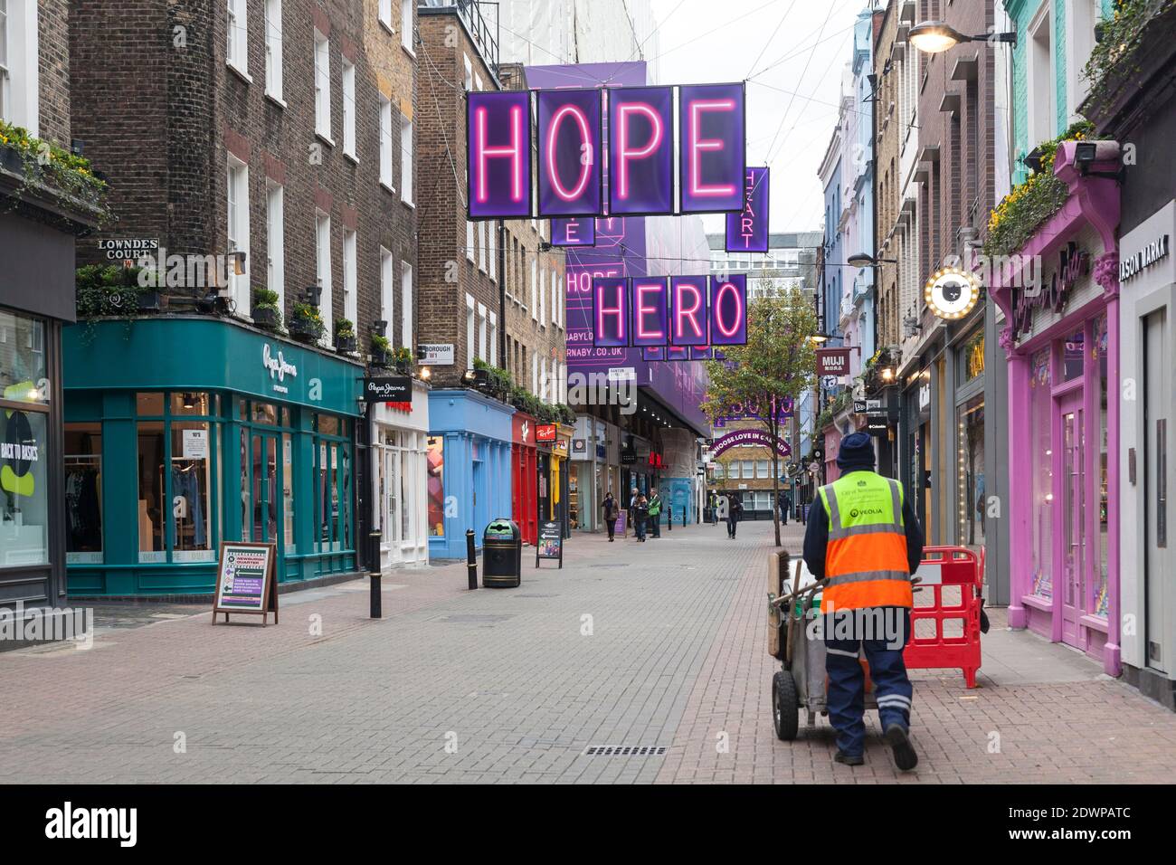 Carnaby Street, London, während der Coronavirus-Einschränkungen Stockfoto