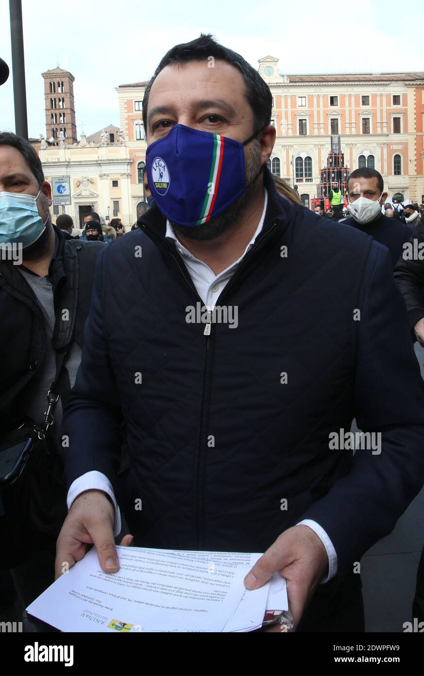 Rom, Italien. Dezember 2020. Rom, Manifestation der Gastronomen zur Unterstützung der Mehrwertsteuer und Hospitality-Unternehmen von der Krise im Zusammenhang mit Covid 19 Bild: Matteo Salvini Kredit: Unabhängige Fotoagentur/Alamy Live News Stockfoto