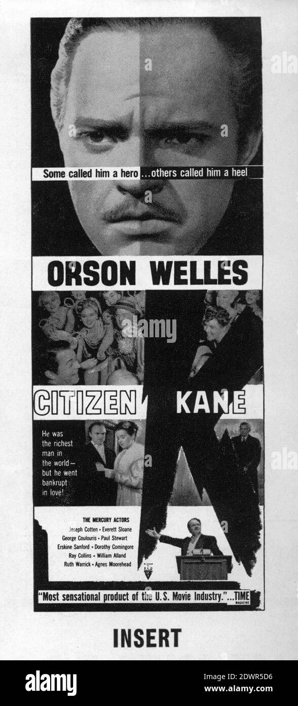 ORSON WELLES als Charles Foster Kane RUTH WARRICK und RAY COLLINS in CITIZEN KANE 1941 / 1956 Regie ORSON WELLES Drehbuch Herman J. Mankiewicz und Orson Welles Musik Bernard Herrmann Mercury Productions / RKO Radio Pictures Stockfoto